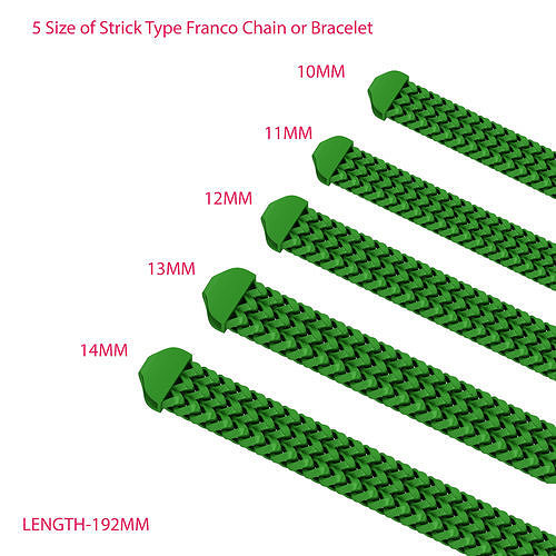 5 SIZE OF  STRICK 3 Line Franco Chain or Bracelet  3D Model Collection