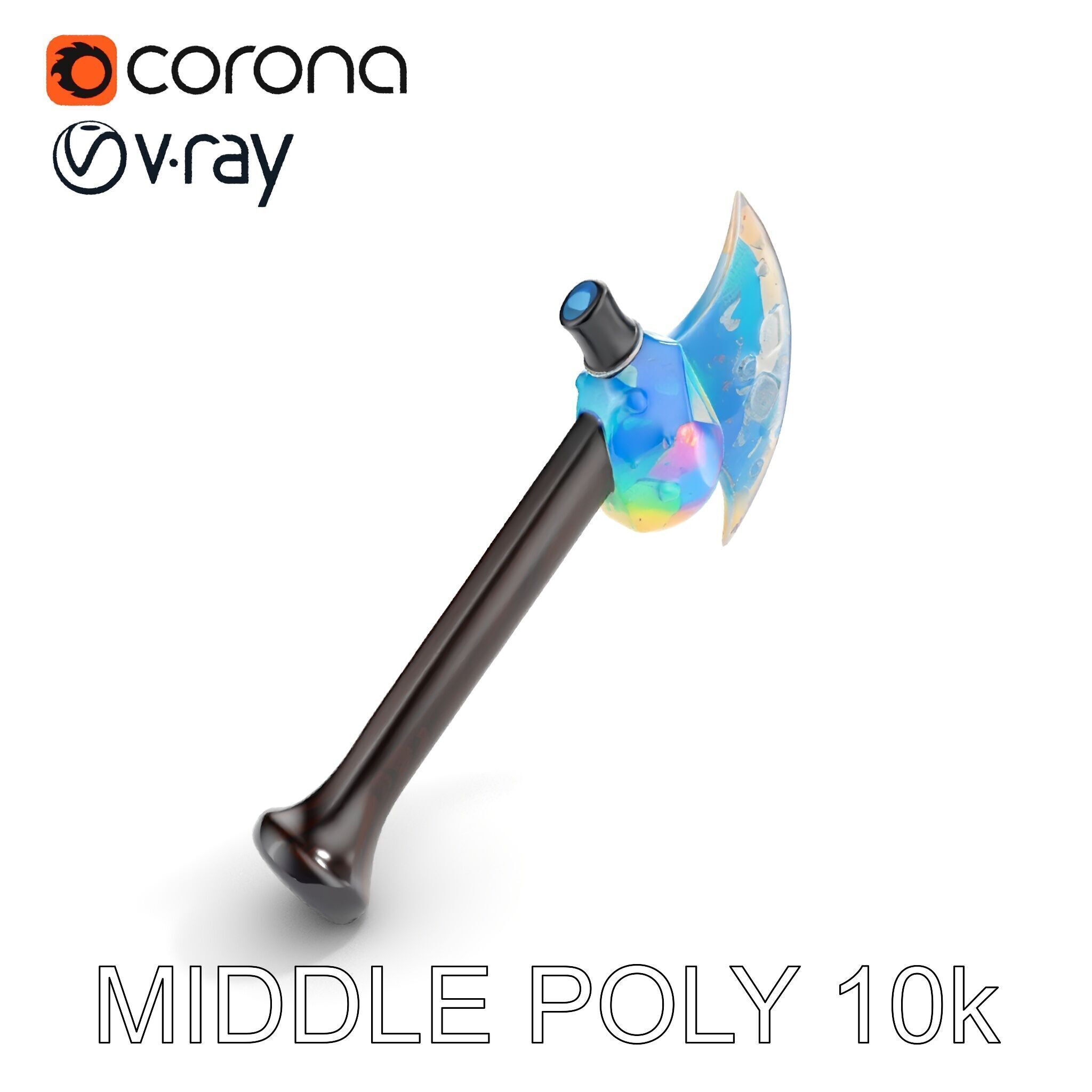 Opalescent Fantasy Axe Model Pack Low-poly 3D model_14