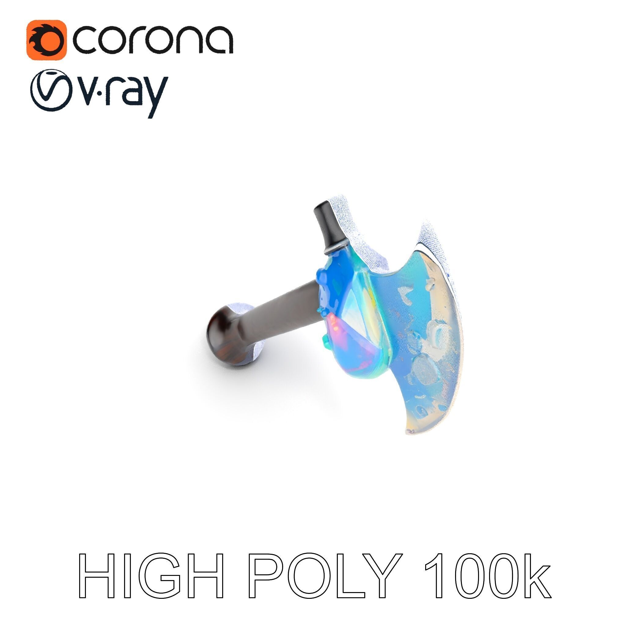 Opalescent Fantasy Axe Model Pack Low-poly 3D model_29