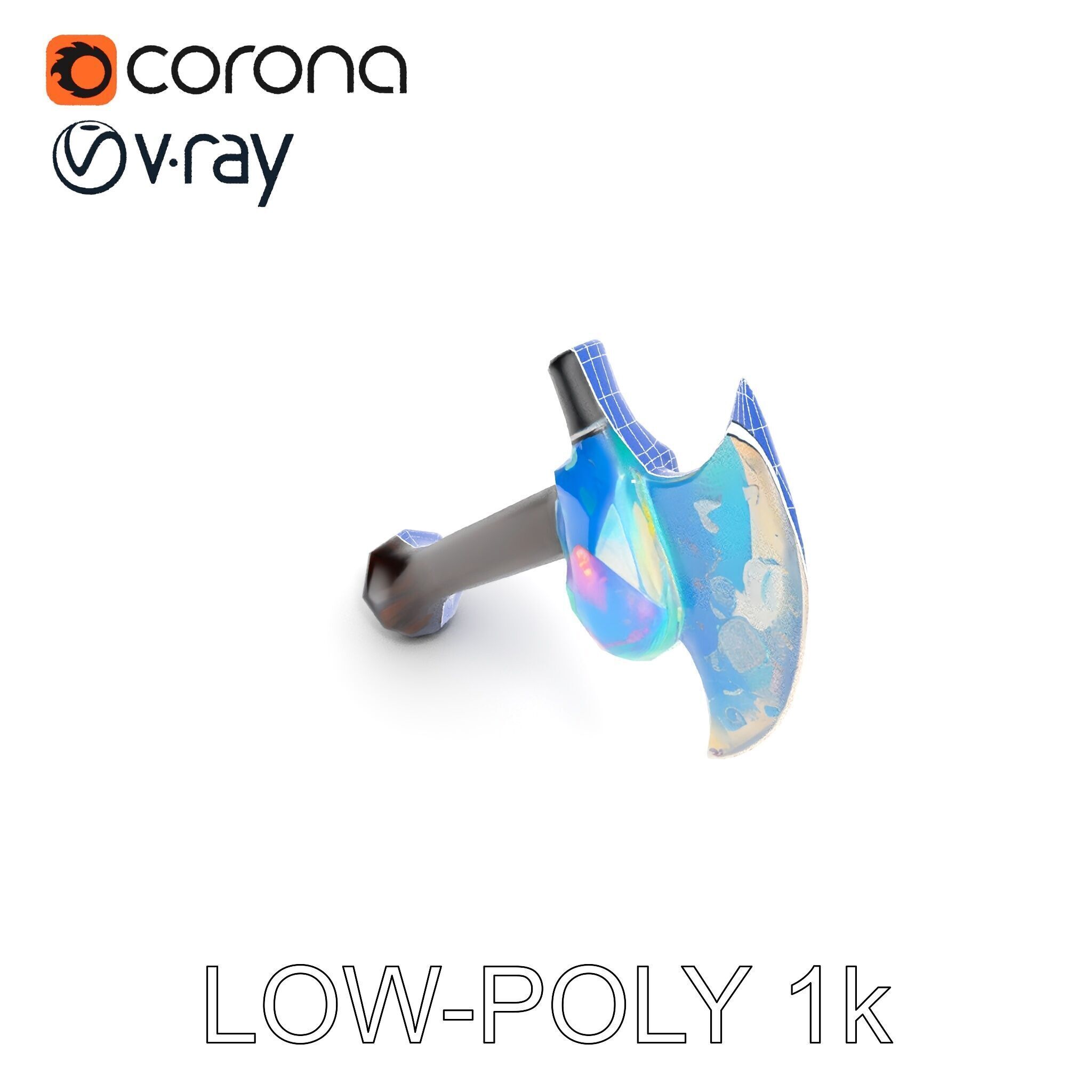 Opalescent Fantasy Axe Model Pack Low-poly 3D model_20