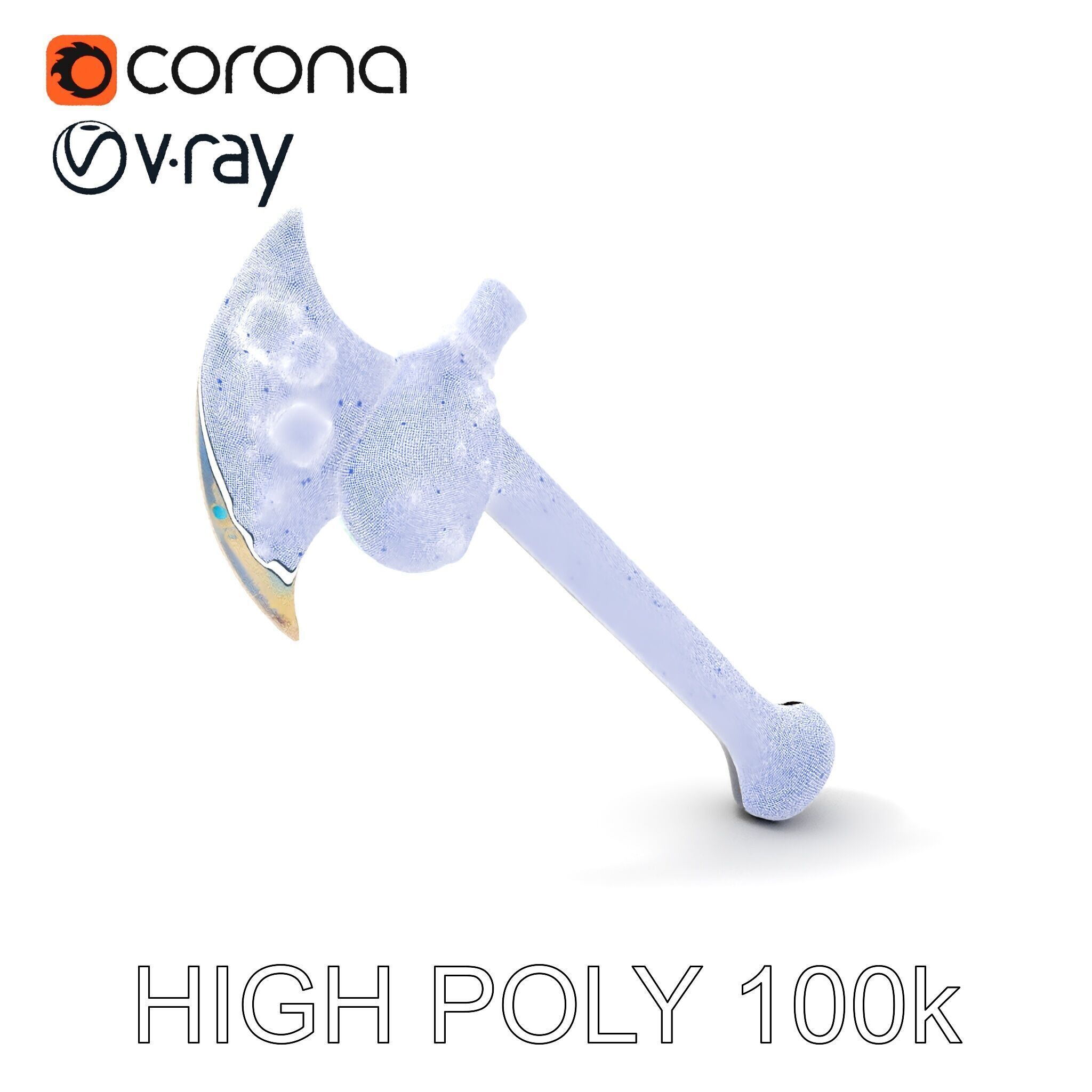 Opalescent Fantasy Axe Model Pack Low-poly 3D model_4