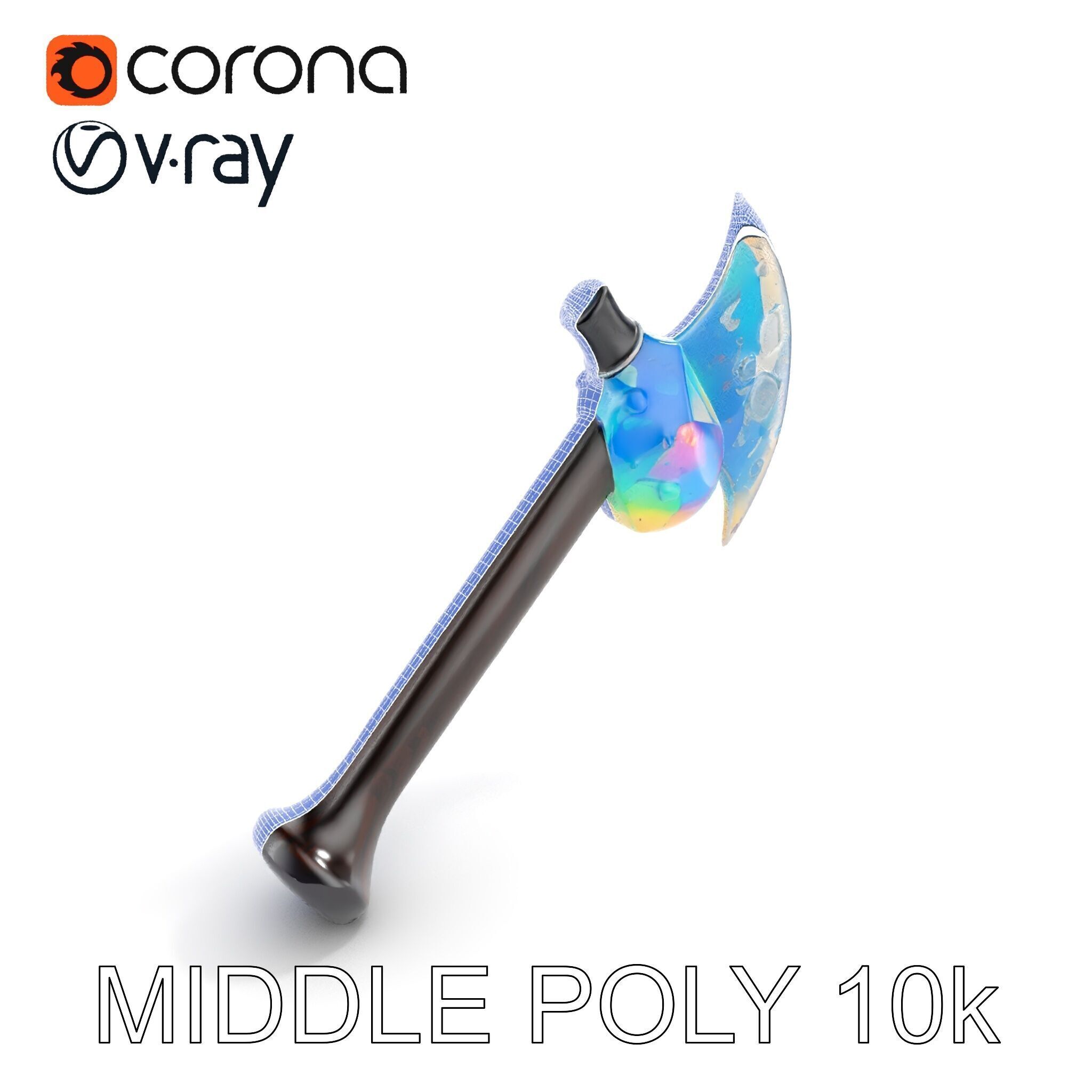 Opalescent Fantasy Axe Model Pack Low-poly 3D model_16