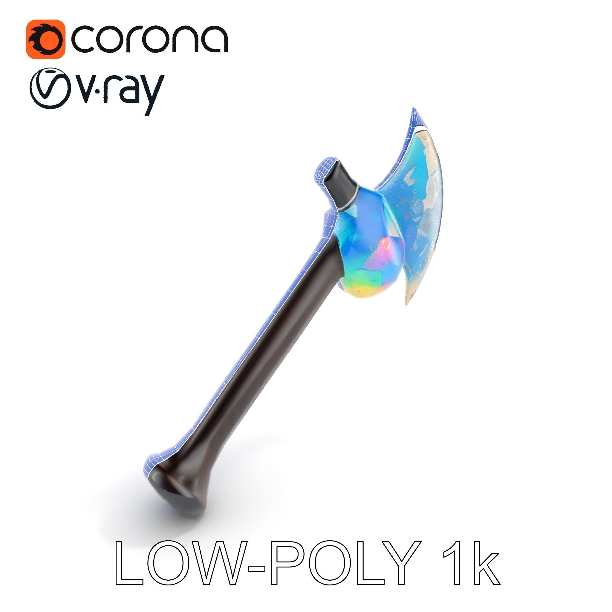 Opalescent Fantasy Axe Model Pack Low-poly 3D model_25
