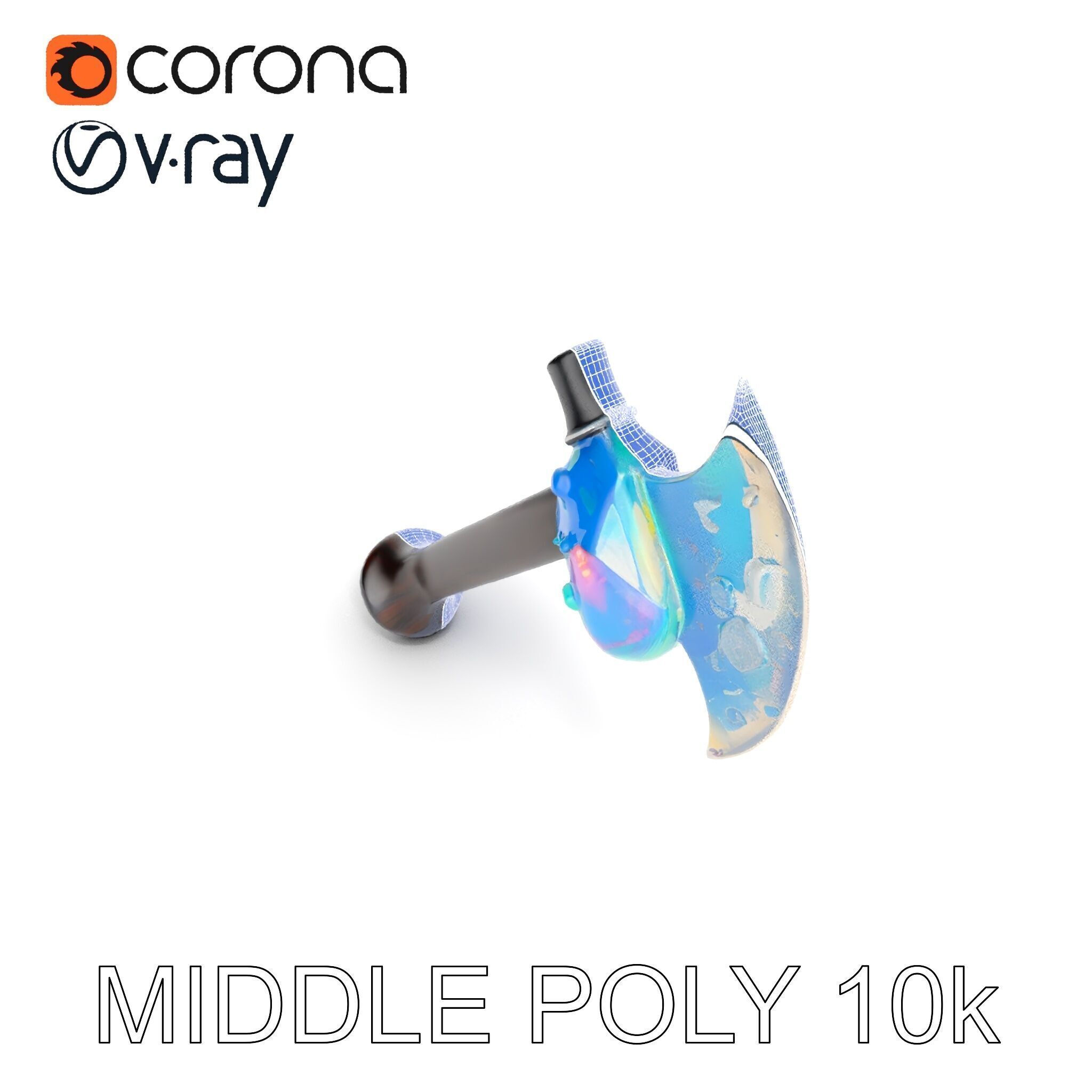 Opalescent Fantasy Axe Model Pack Low-poly 3D model_24