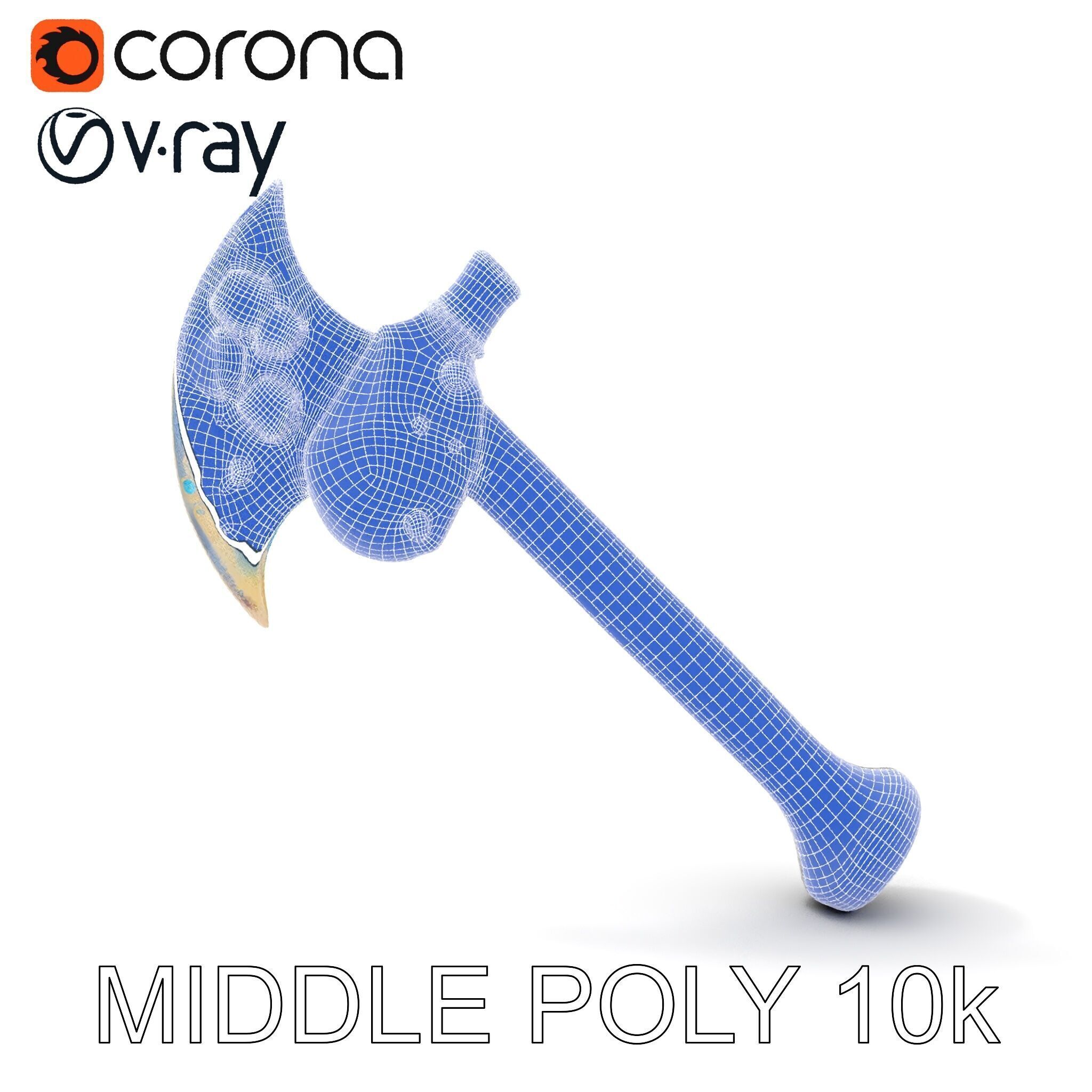 Opalescent Fantasy Axe Model Pack Low-poly 3D model_30
