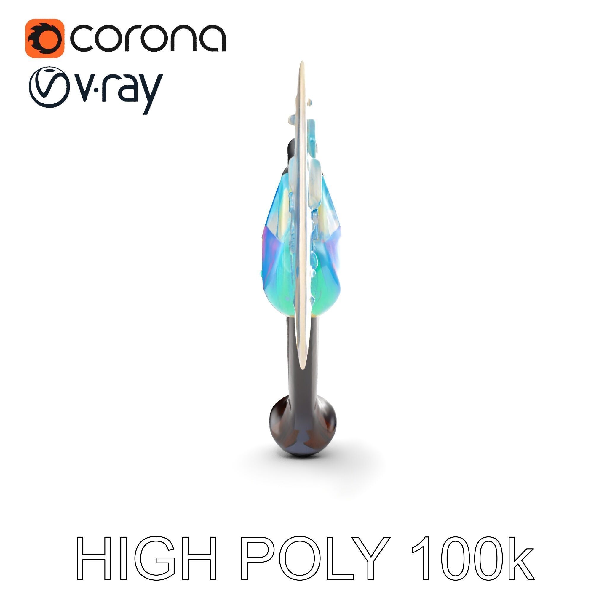 Opalescent Fantasy Axe Model Pack Low-poly 3D model_23