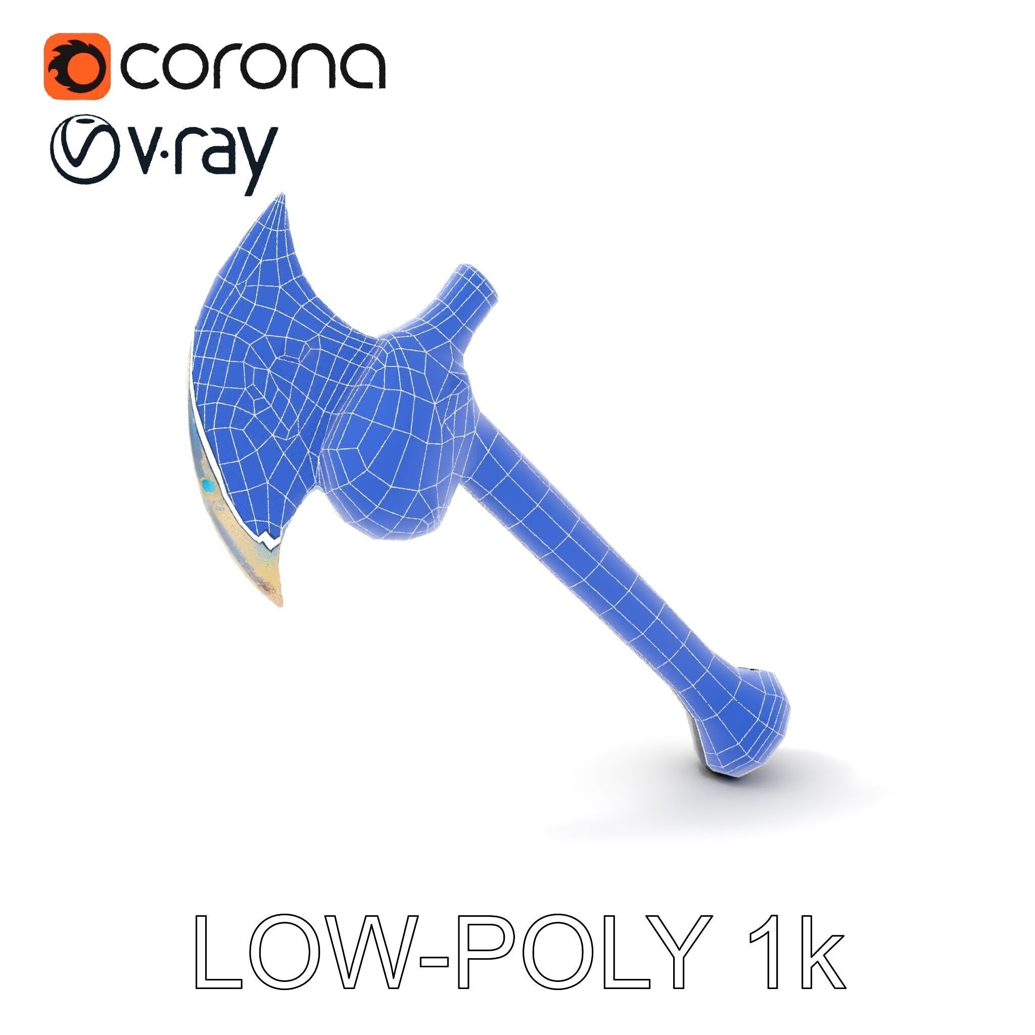 Opalescent Fantasy Axe Model Pack Low-poly 3D model_22