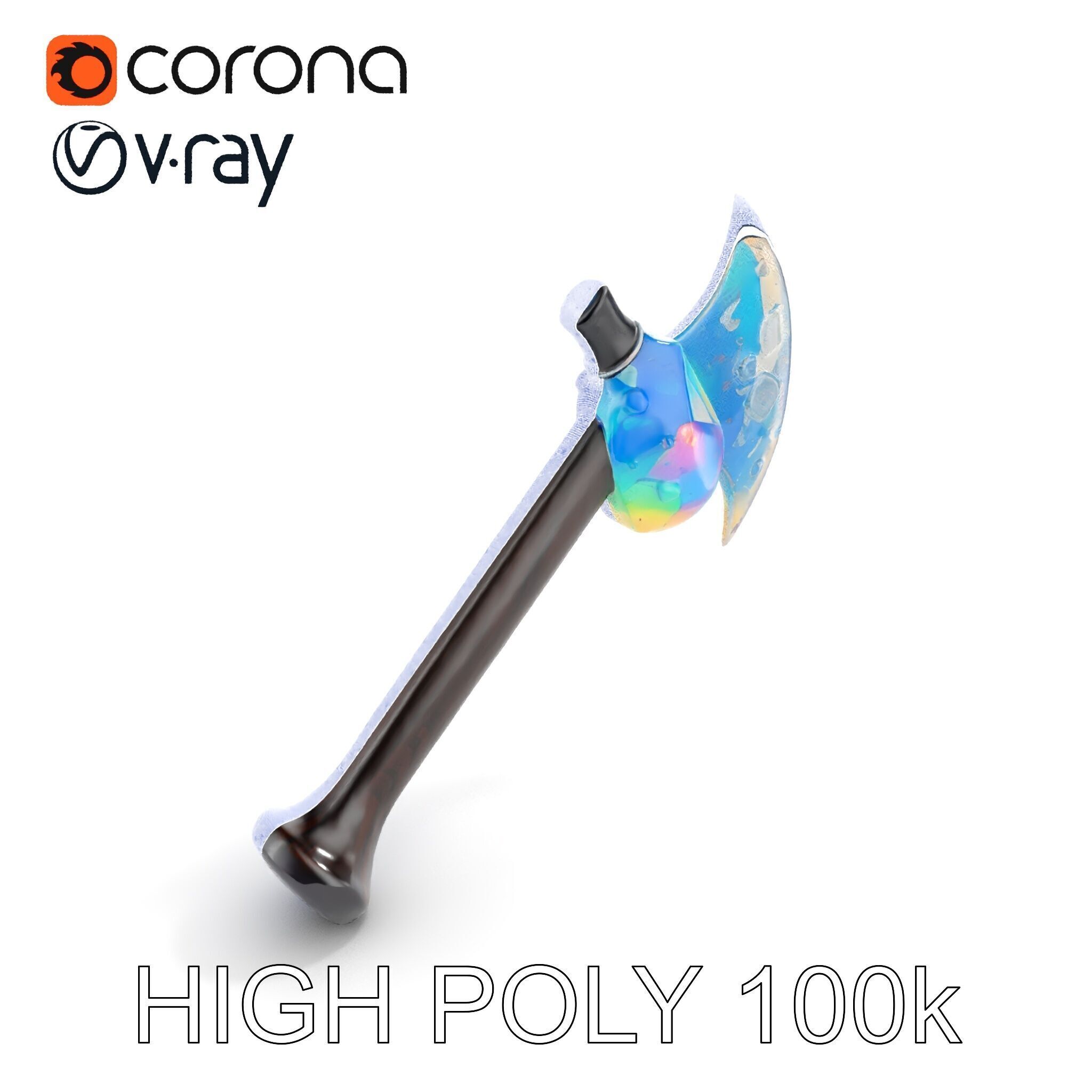 Opalescent Fantasy Axe Model Pack Low-poly 3D model_26