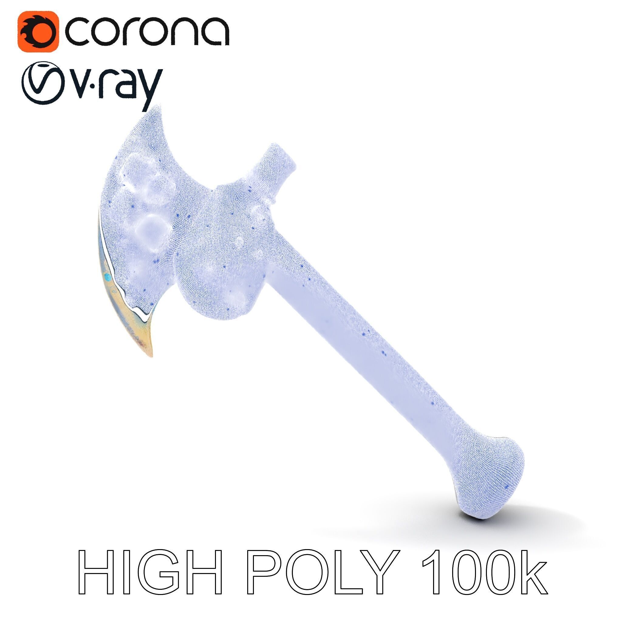 Opalescent Fantasy Axe Model Pack Low-poly 3D model_35