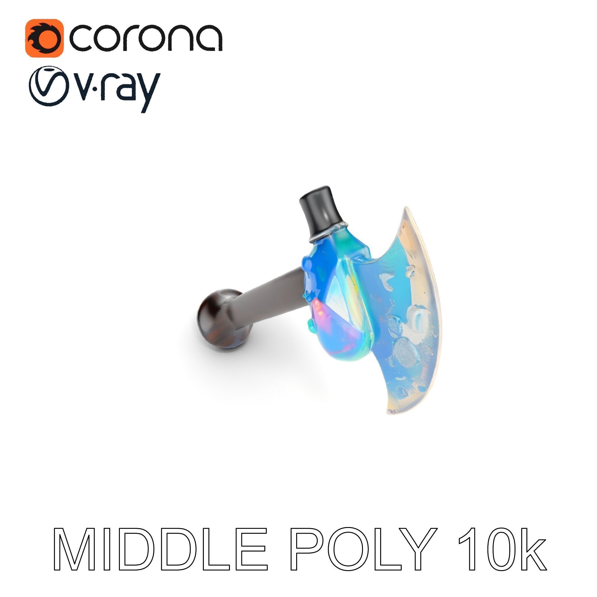 Opalescent Fantasy Axe Model Pack Low-poly 3D model_8