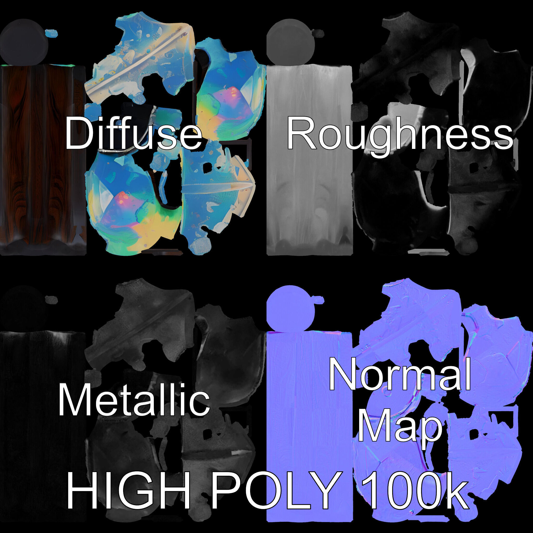 Opalescent Fantasy Axe Model Pack Low-poly 3D model_3