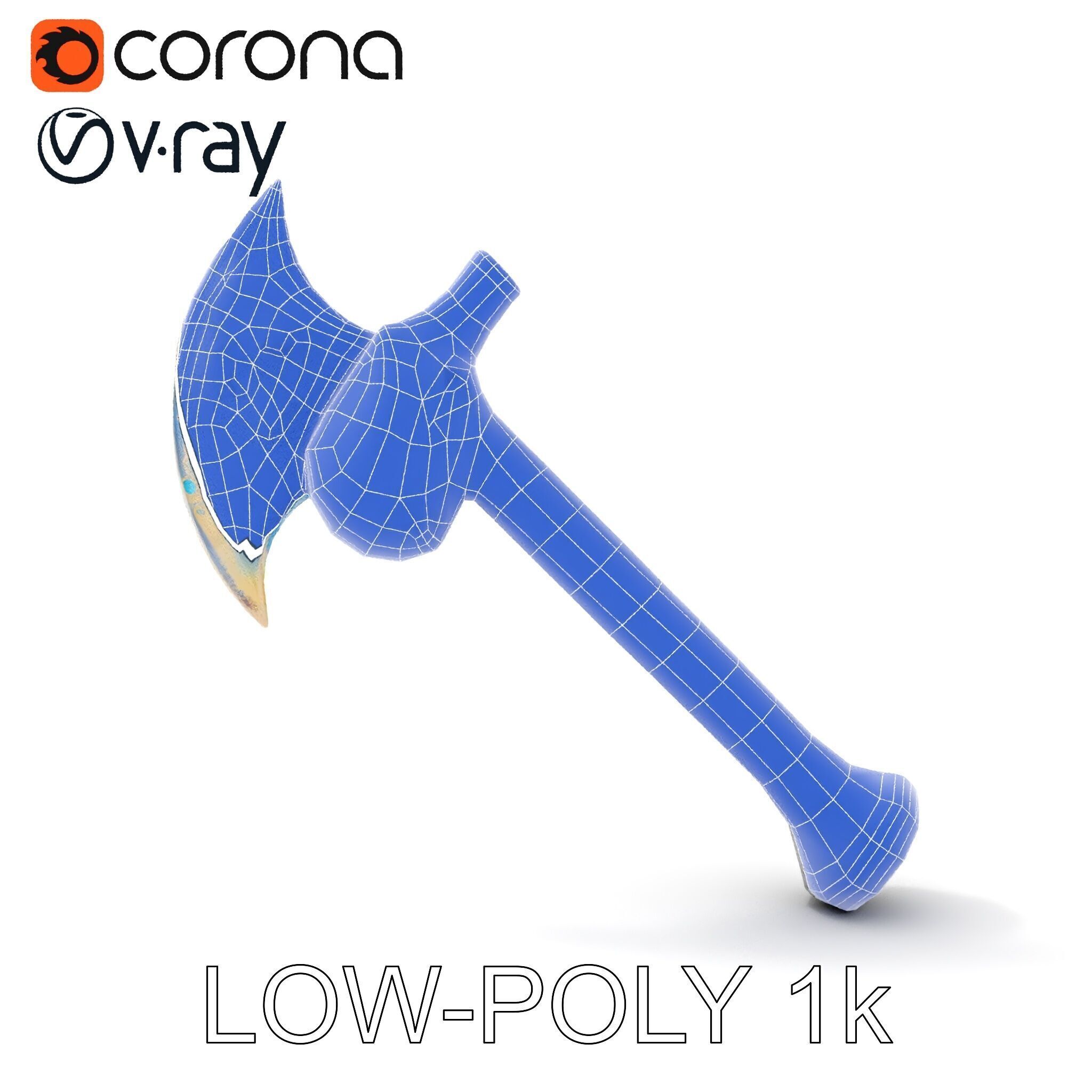 Opalescent Fantasy Axe Model Pack Low-poly 3D model_28