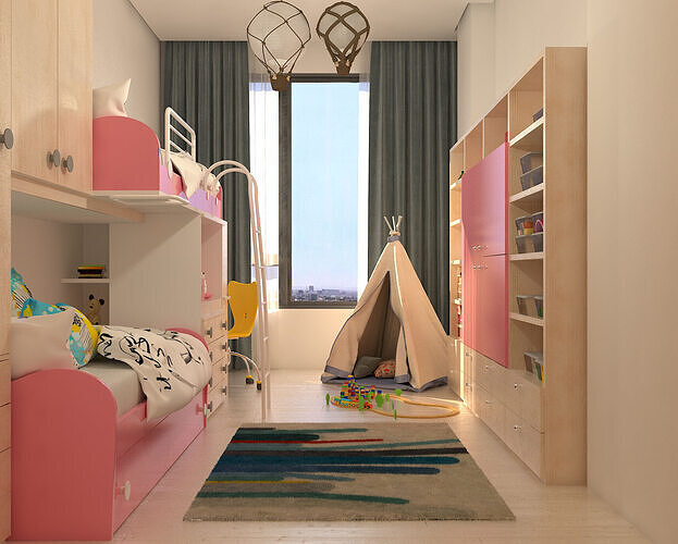 Modern Kids Room Scene  3D model
