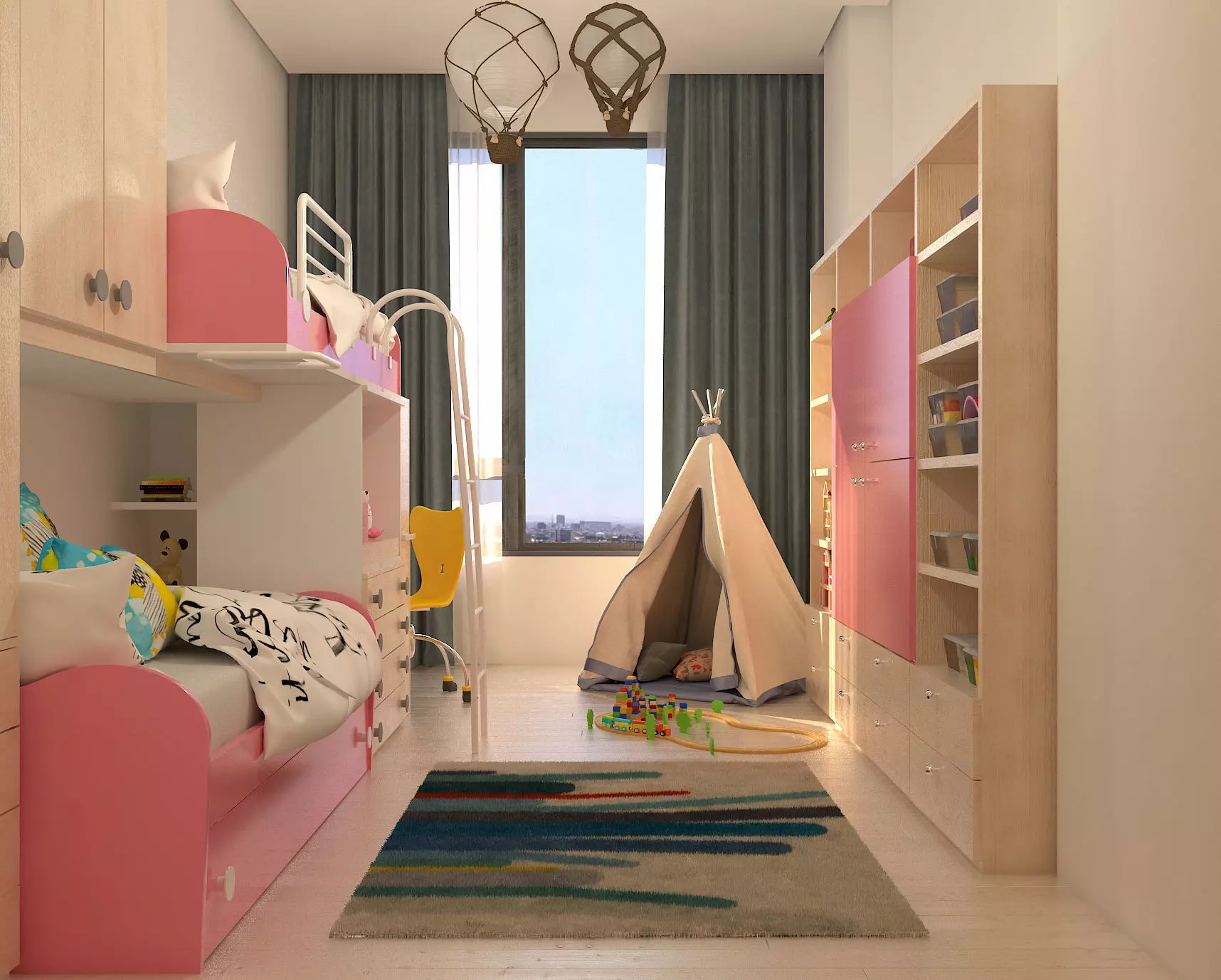 Modern Kids Room Scene 3D model