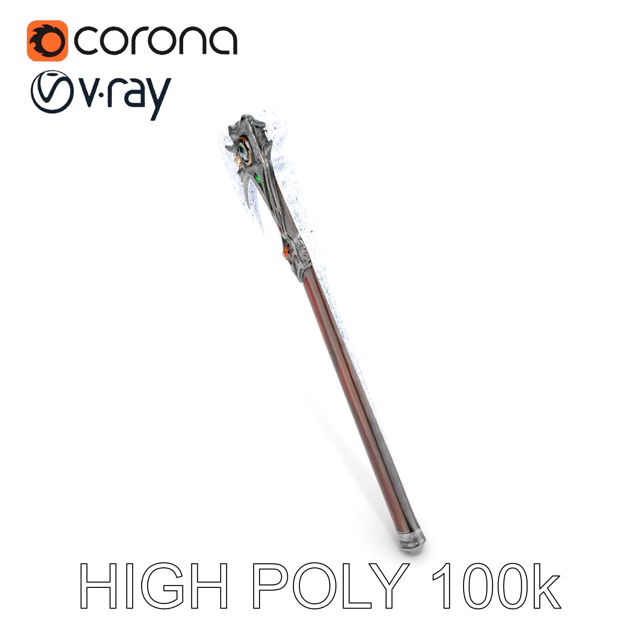 Fantasy GemStudded Battle Axe Model Pack Low-poly 3D model_31