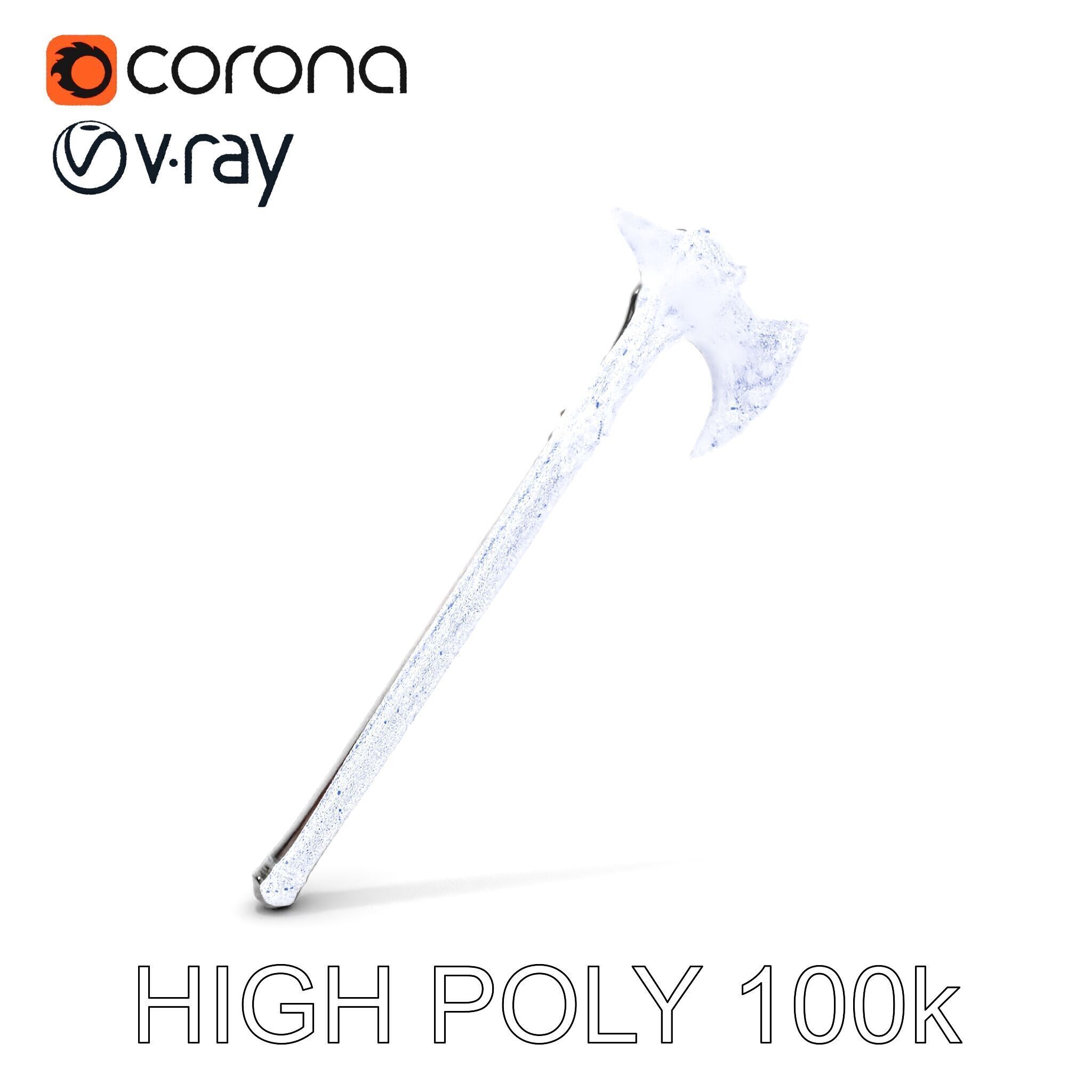 Fantasy GemStudded Battle Axe Model Pack Low-poly 3D model_5