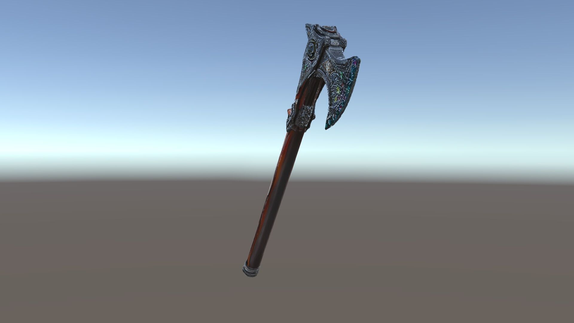 Fantasy GemStudded Battle Axe Model Pack Low-poly 3D model_6