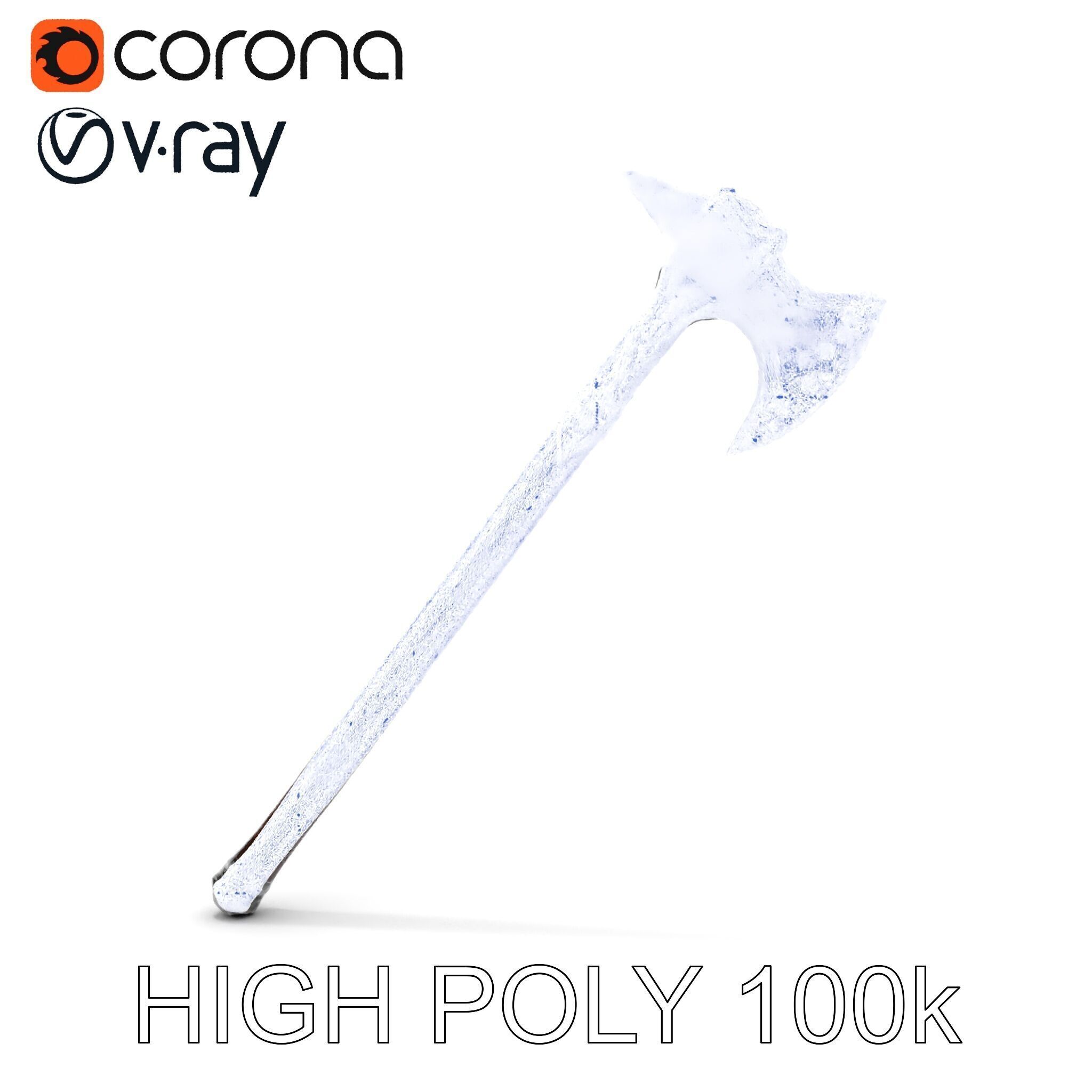 Fantasy GemStudded Battle Axe Model Pack Low-poly 3D model_22