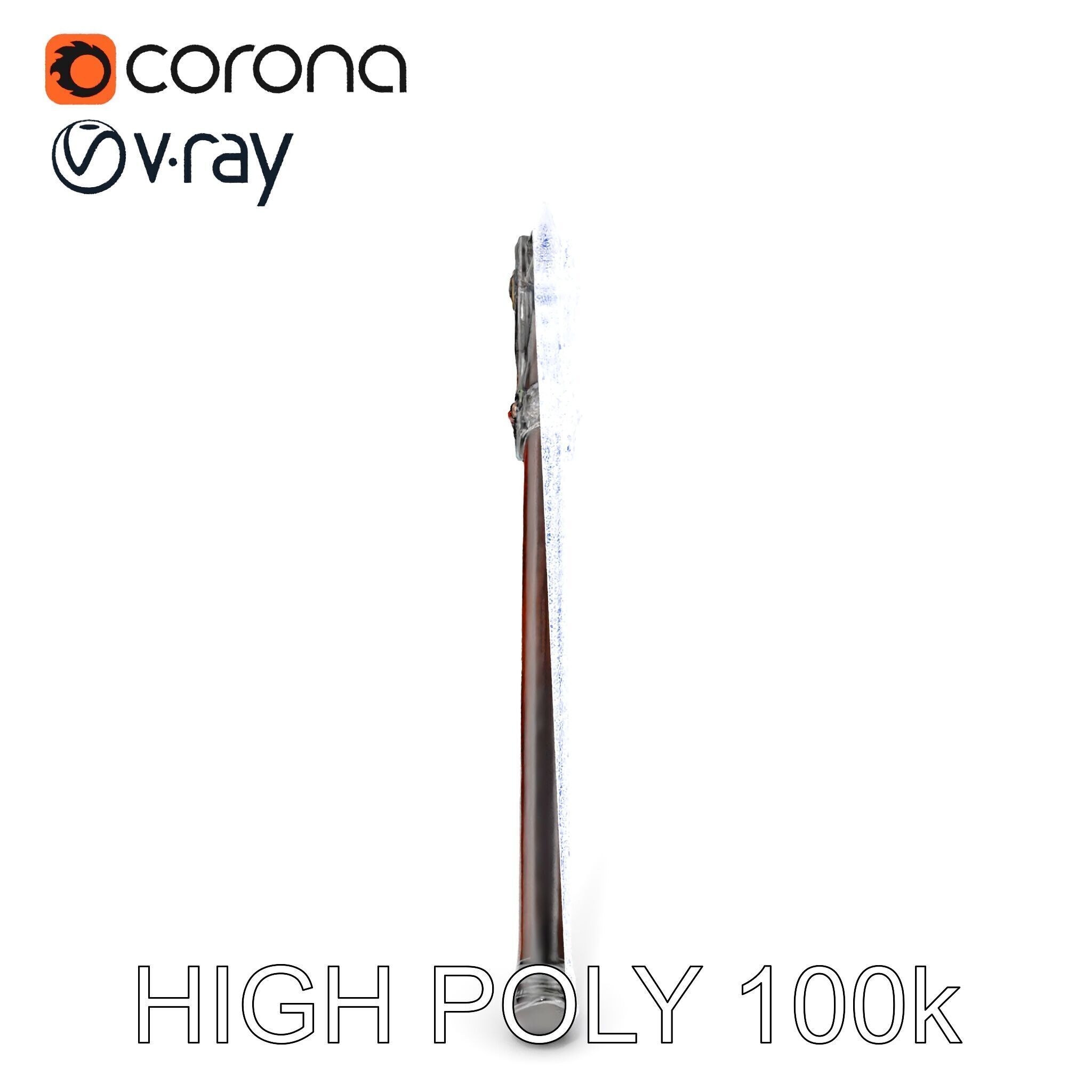 Fantasy GemStudded Battle Axe Model Pack Low-poly 3D model_36