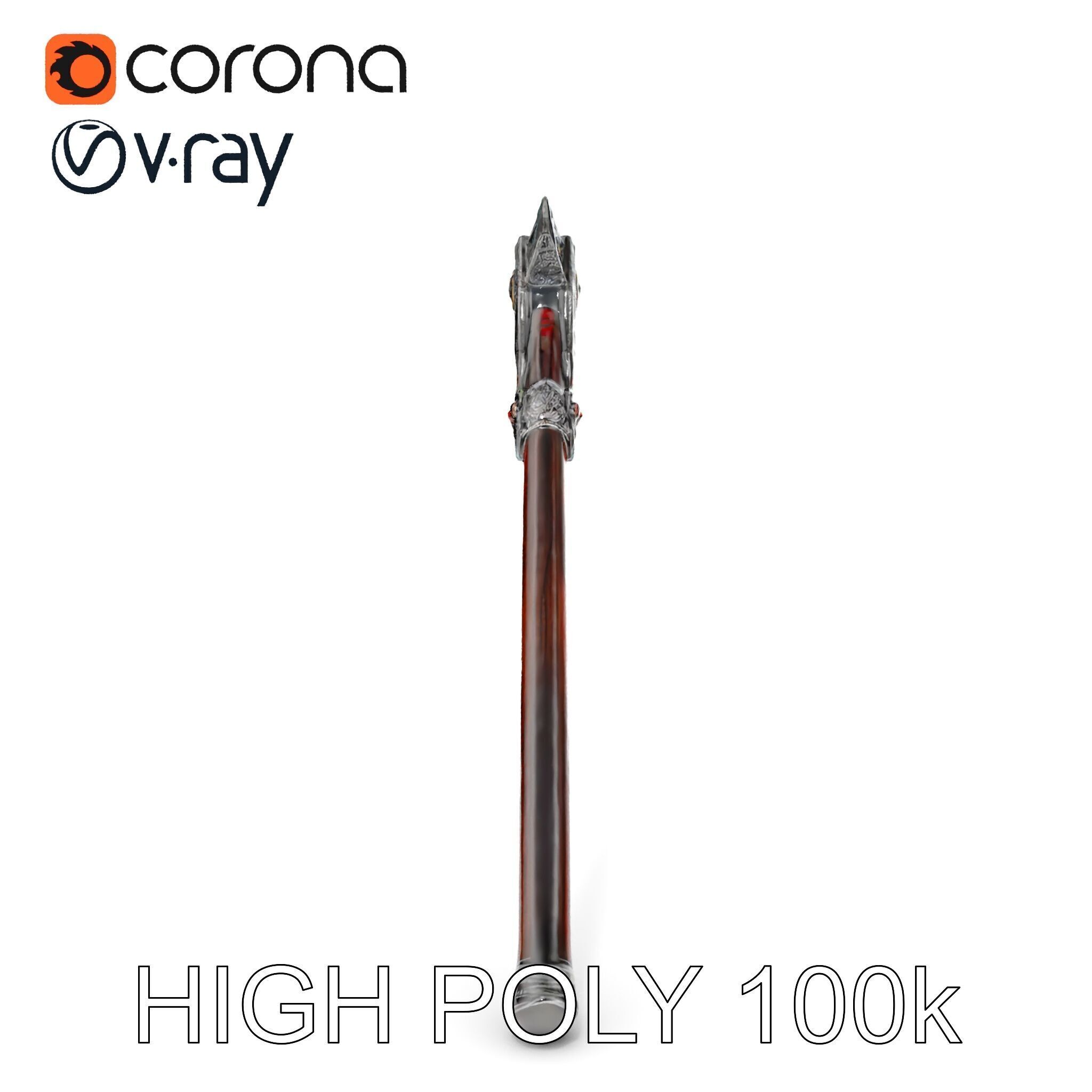 Fantasy GemStudded Battle Axe Model Pack Low-poly 3D model_17