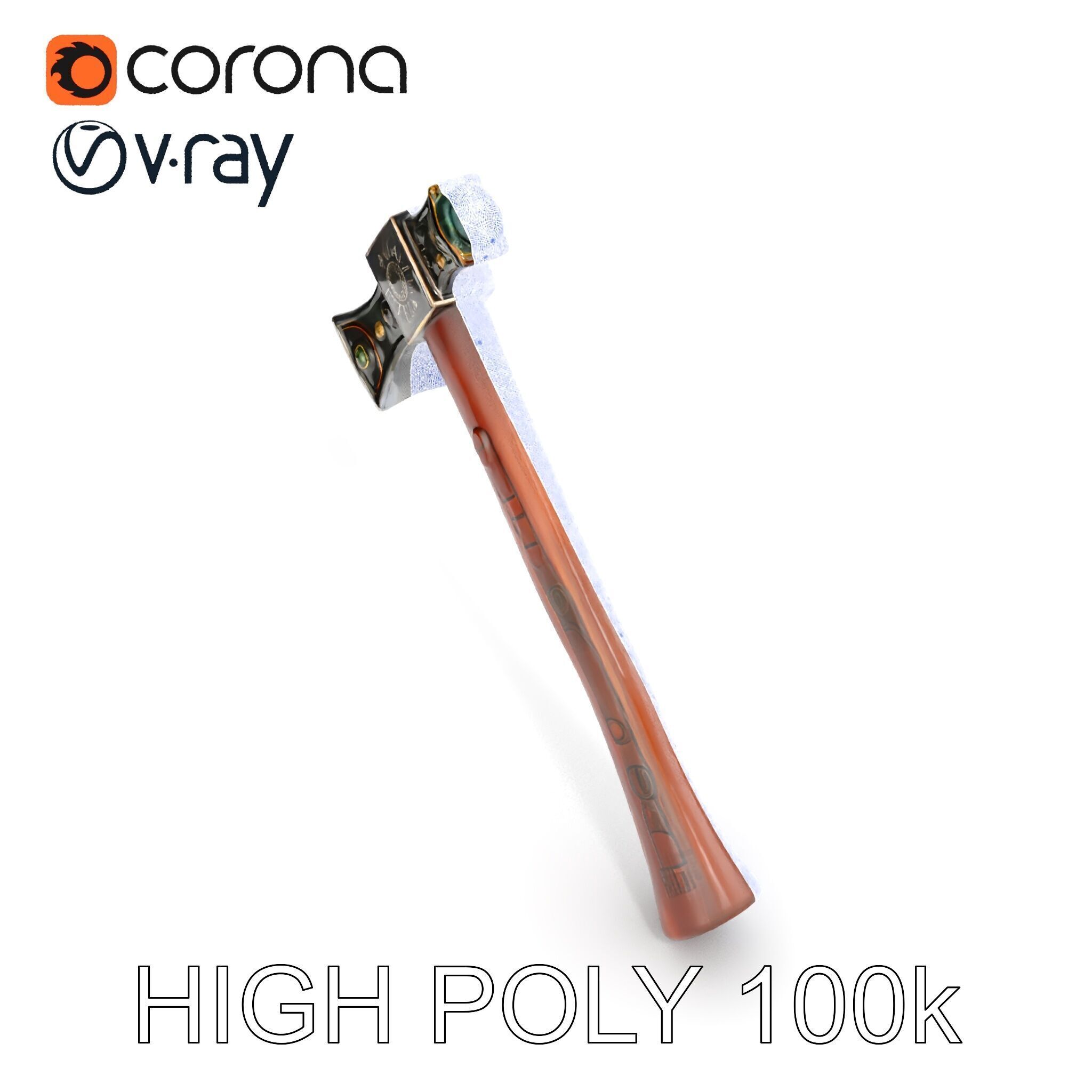 Nordic Battle Axe D Model Pack Low-poly 3D model_31