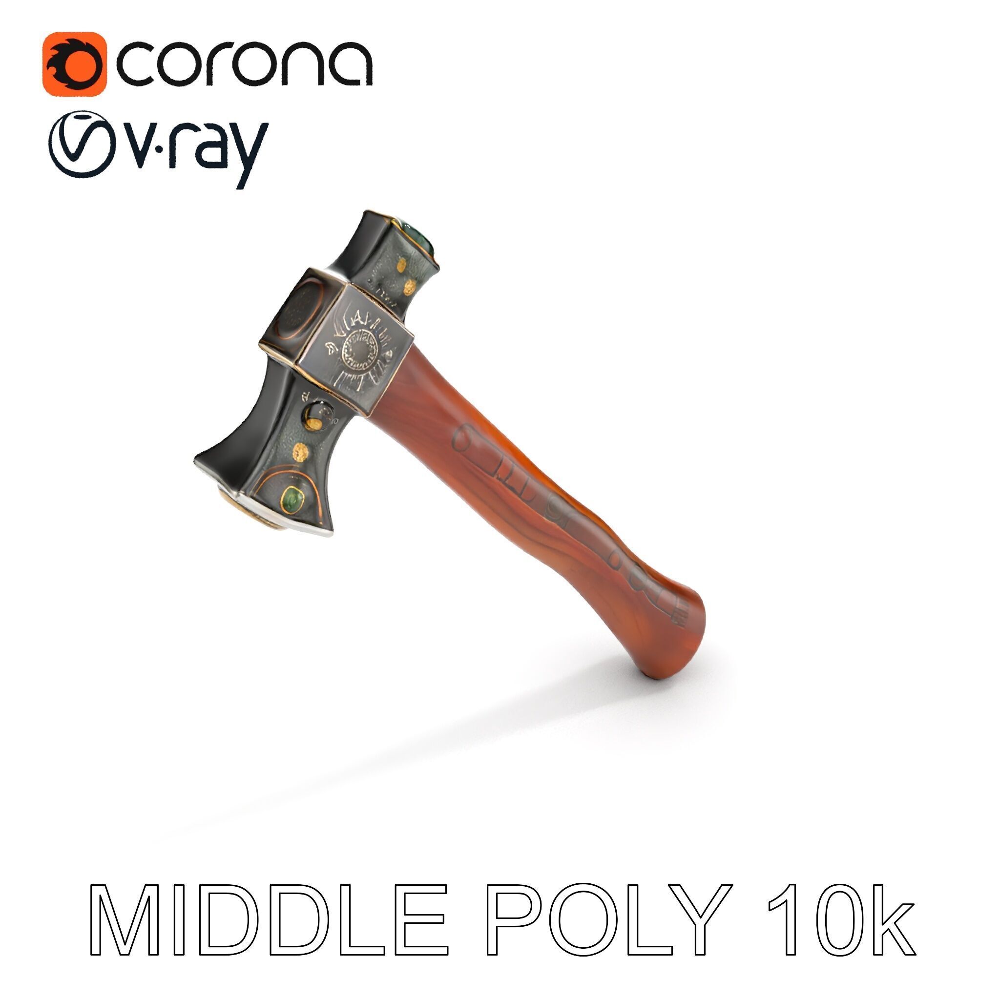 Nordic Battle Axe D Model Pack Low-poly 3D model_9