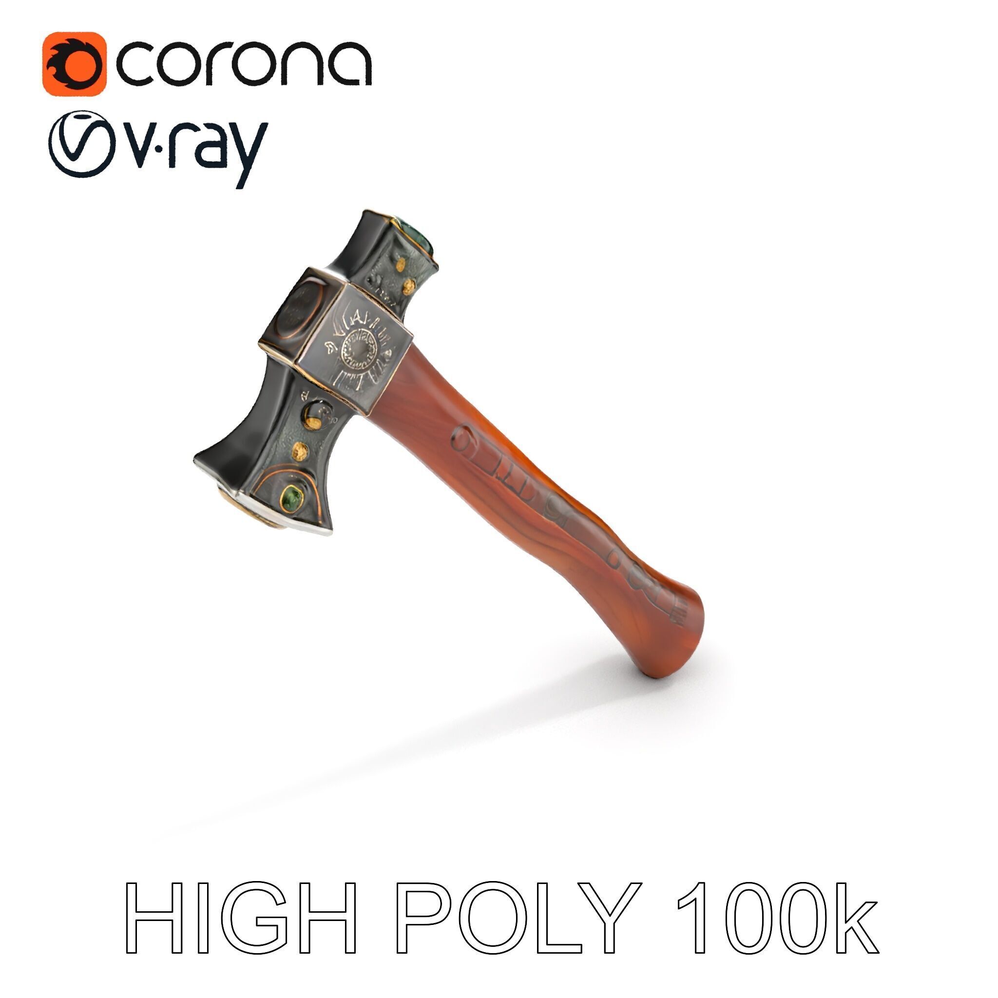 Nordic Battle Axe D Model Pack Low-poly 3D model_22