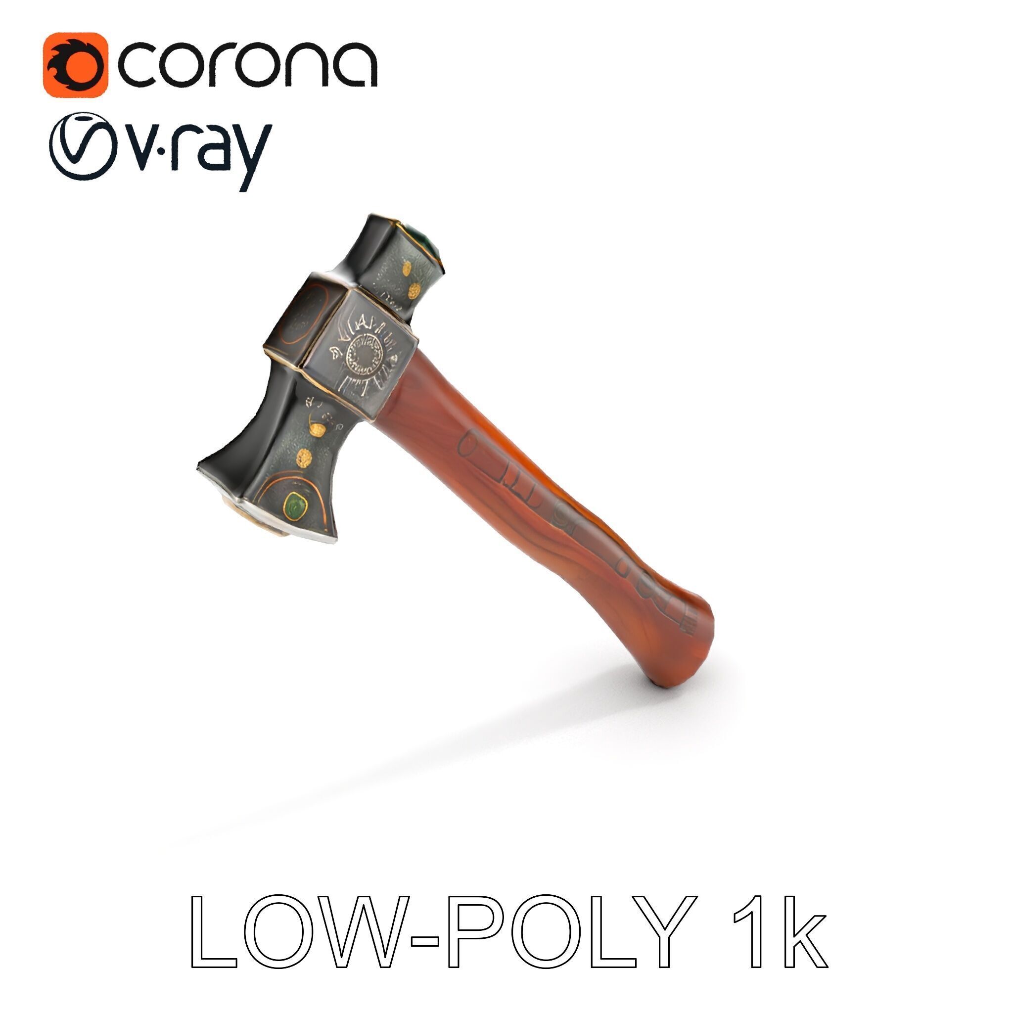 Nordic Battle Axe D Model Pack Low-poly 3D model_10