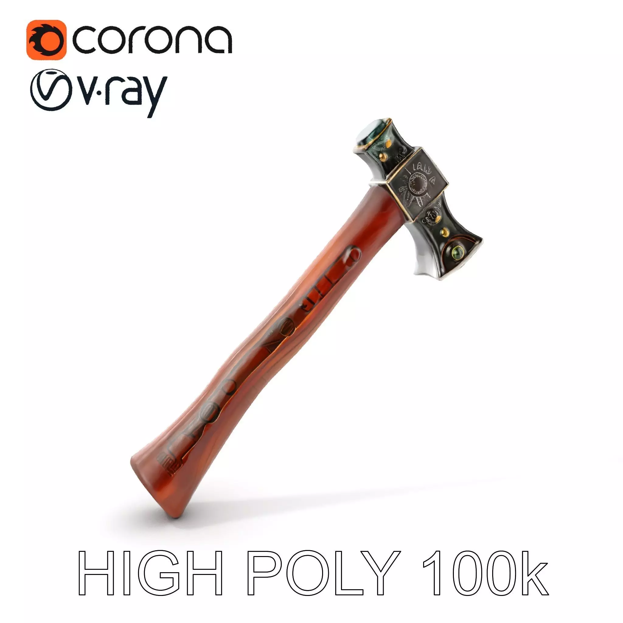 Nordic Battle Axe D Model Pack Low-poly 3D model_0