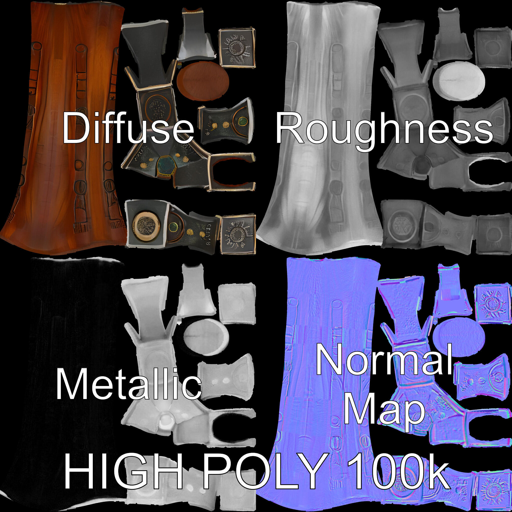 Nordic Battle Axe D Model Pack Low-poly 3D model_4