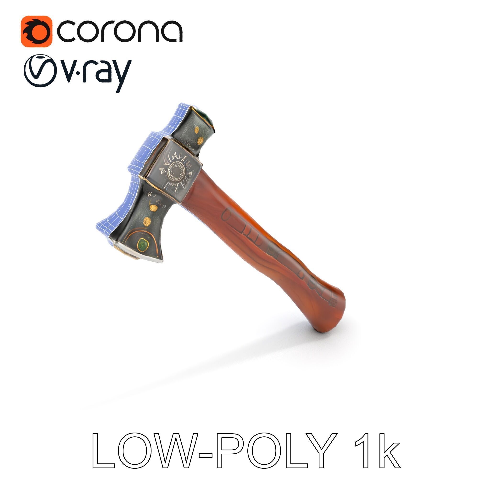 Nordic Battle Axe D Model Pack Low-poly 3D model_15
