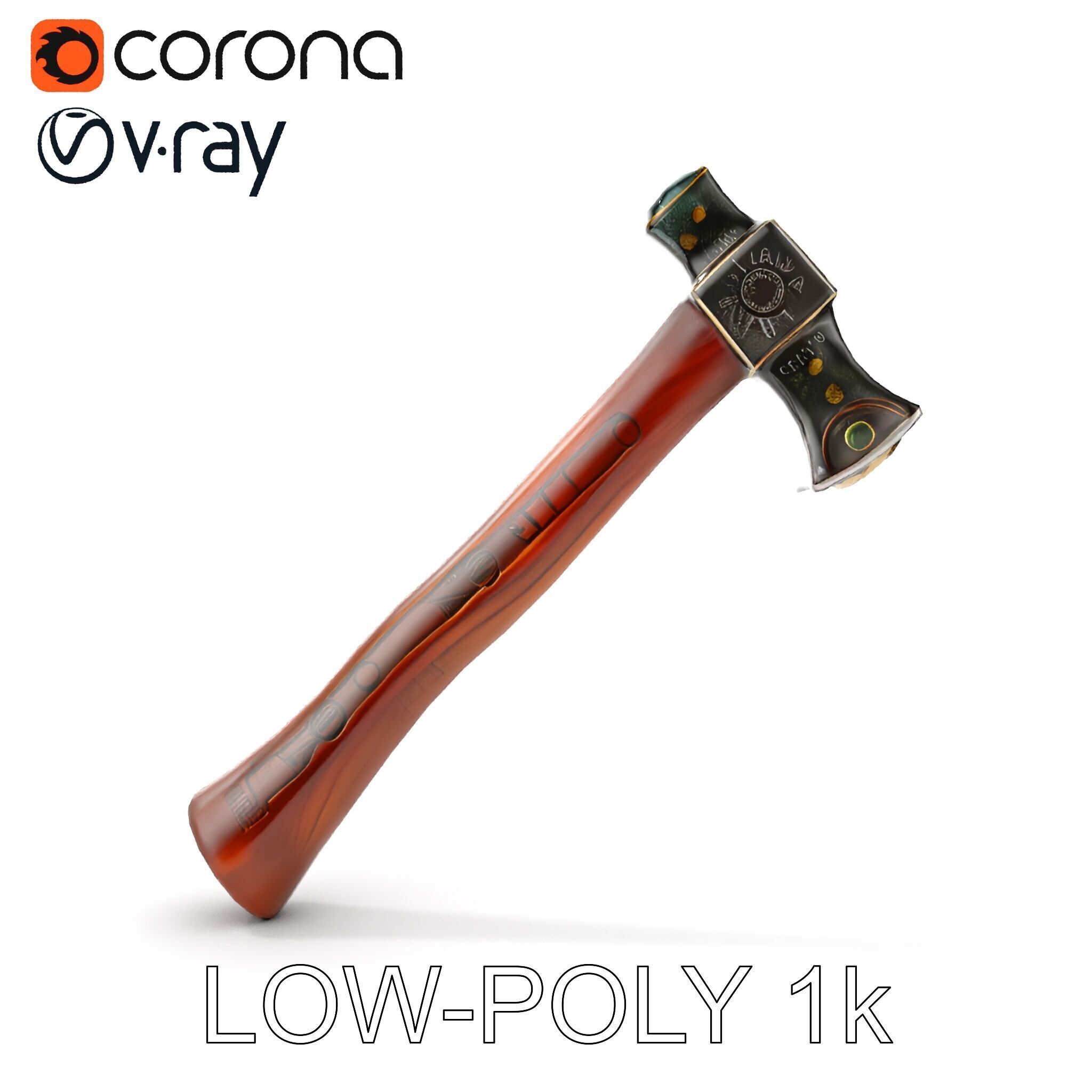 Nordic Battle Axe D Model Pack Low-poly 3D model_21