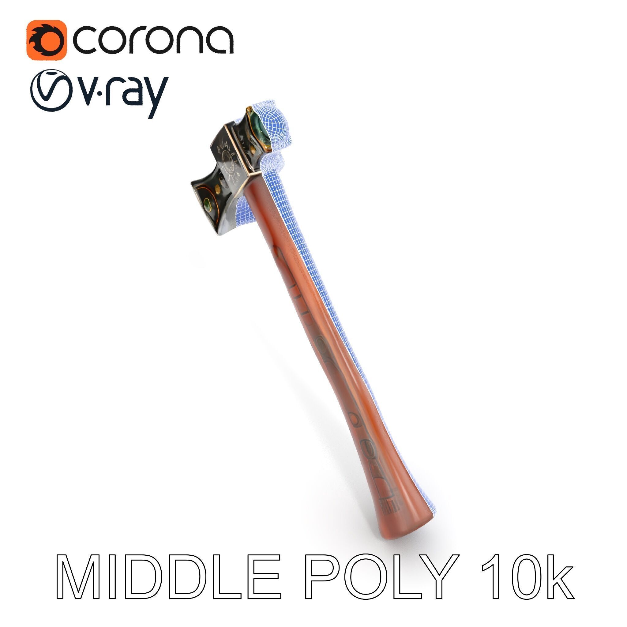 Nordic Battle Axe D Model Pack Low-poly 3D model_11