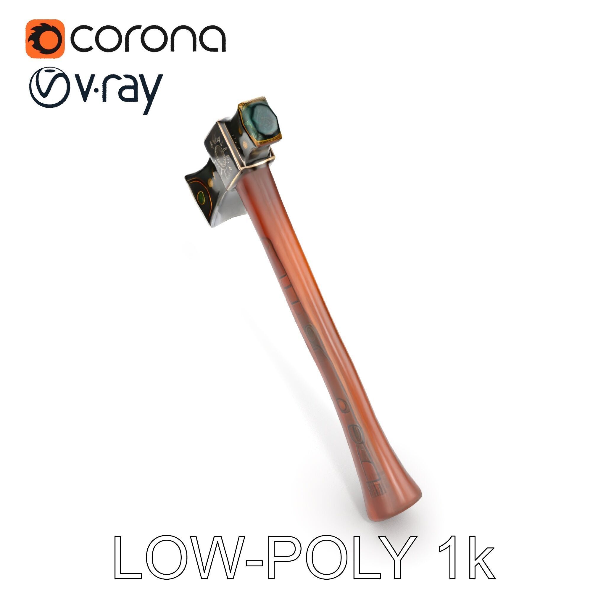 Nordic Battle Axe D Model Pack Low-poly 3D model_30