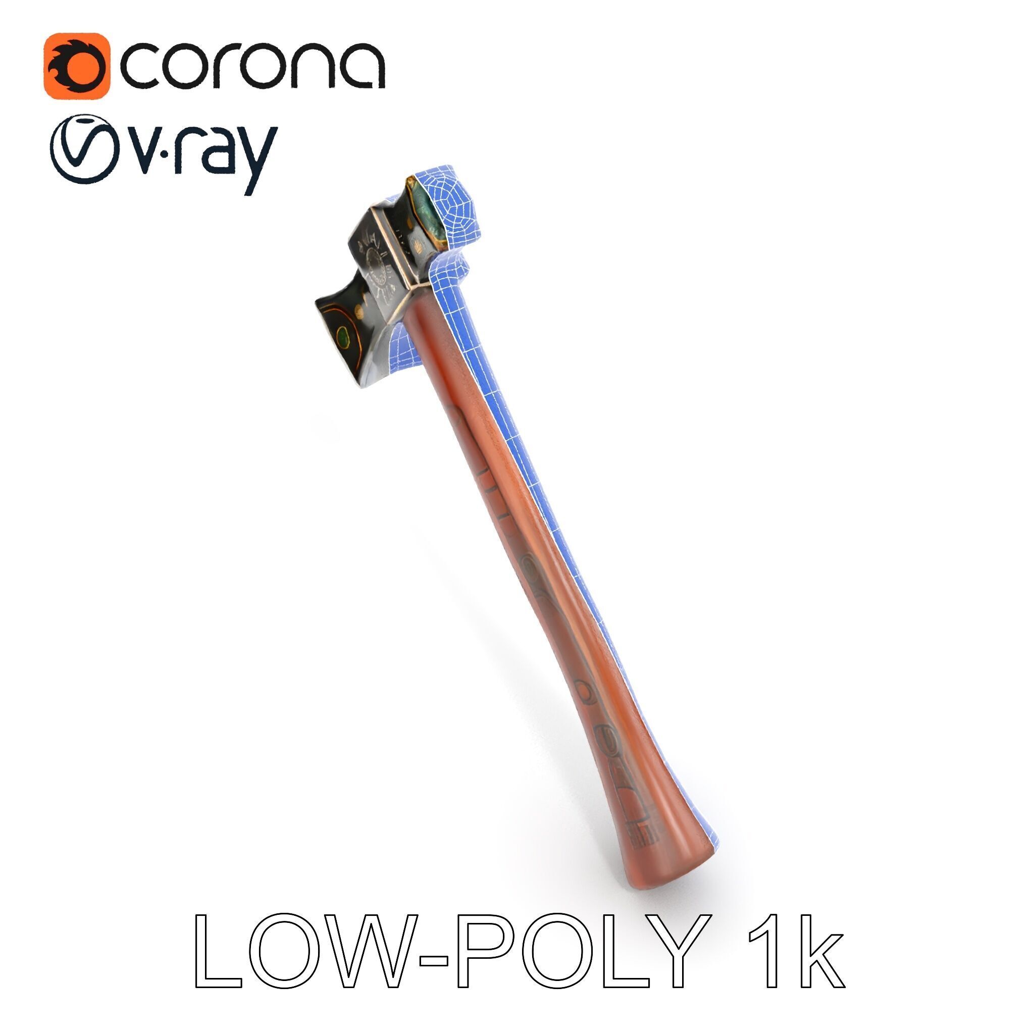 Nordic Battle Axe D Model Pack Low-poly 3D model_12