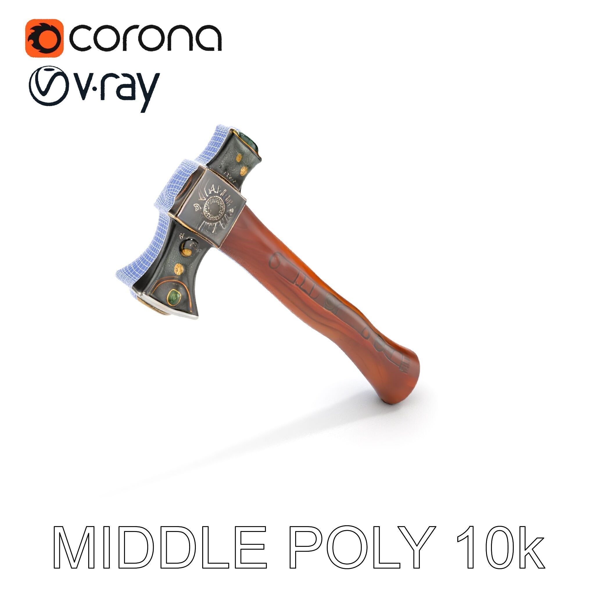 Nordic Battle Axe D Model Pack Low-poly 3D model_23