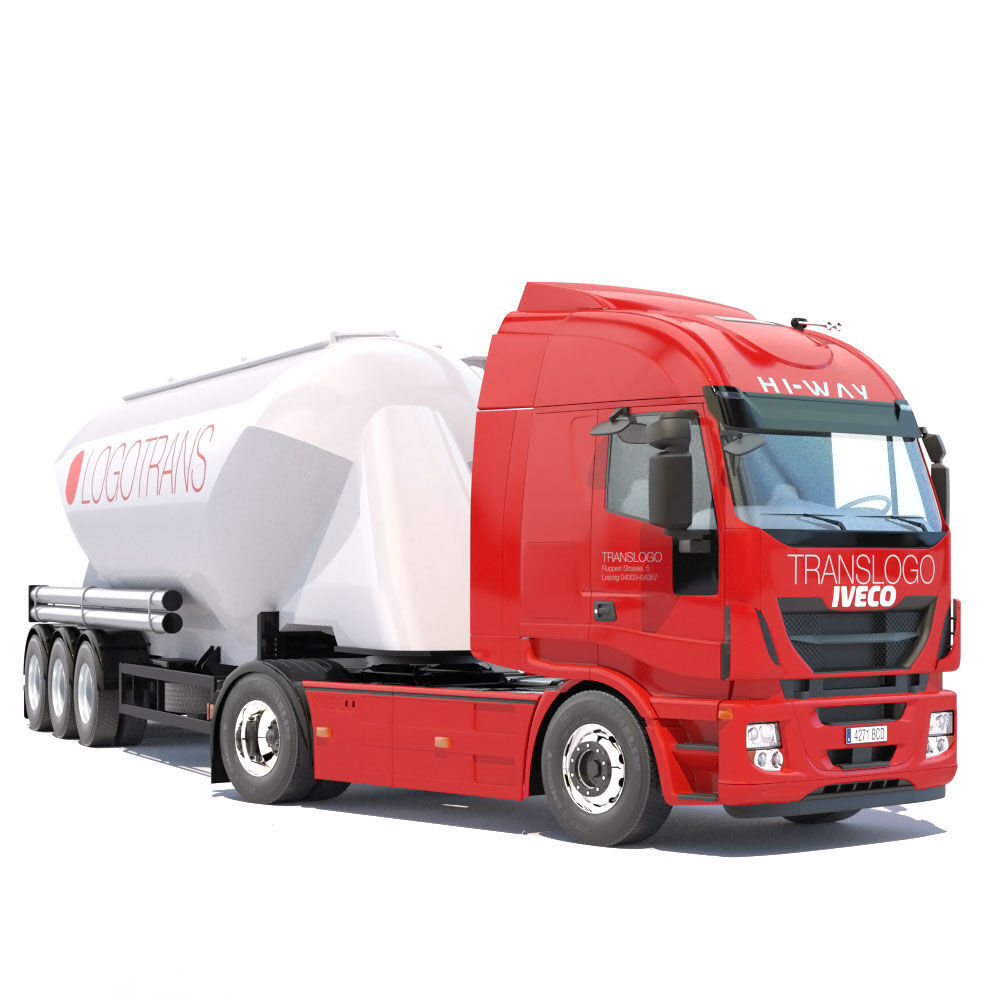 IVECO Hi-Way with Silo Trailer 3D model_2