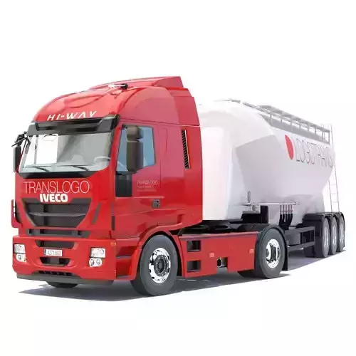 IVECO Hi-Way with Silo Trailer 3D model IVECO Hi-Way with Silo Trailer 3D model