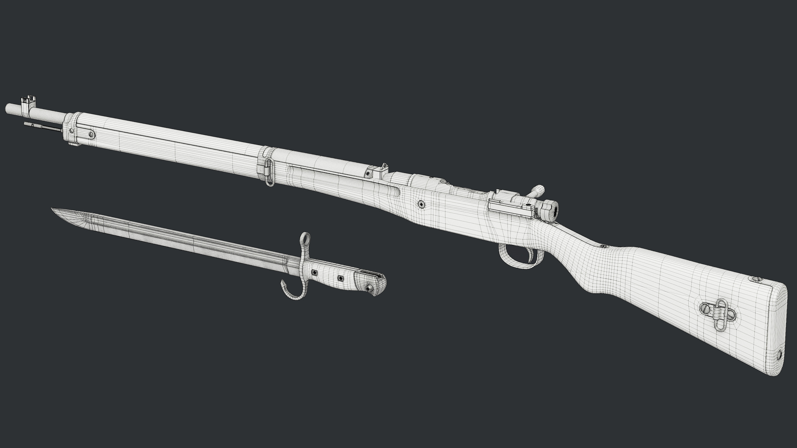 Arisaka Type99 Bolt-action Rifle Low-poly 3D model_19
