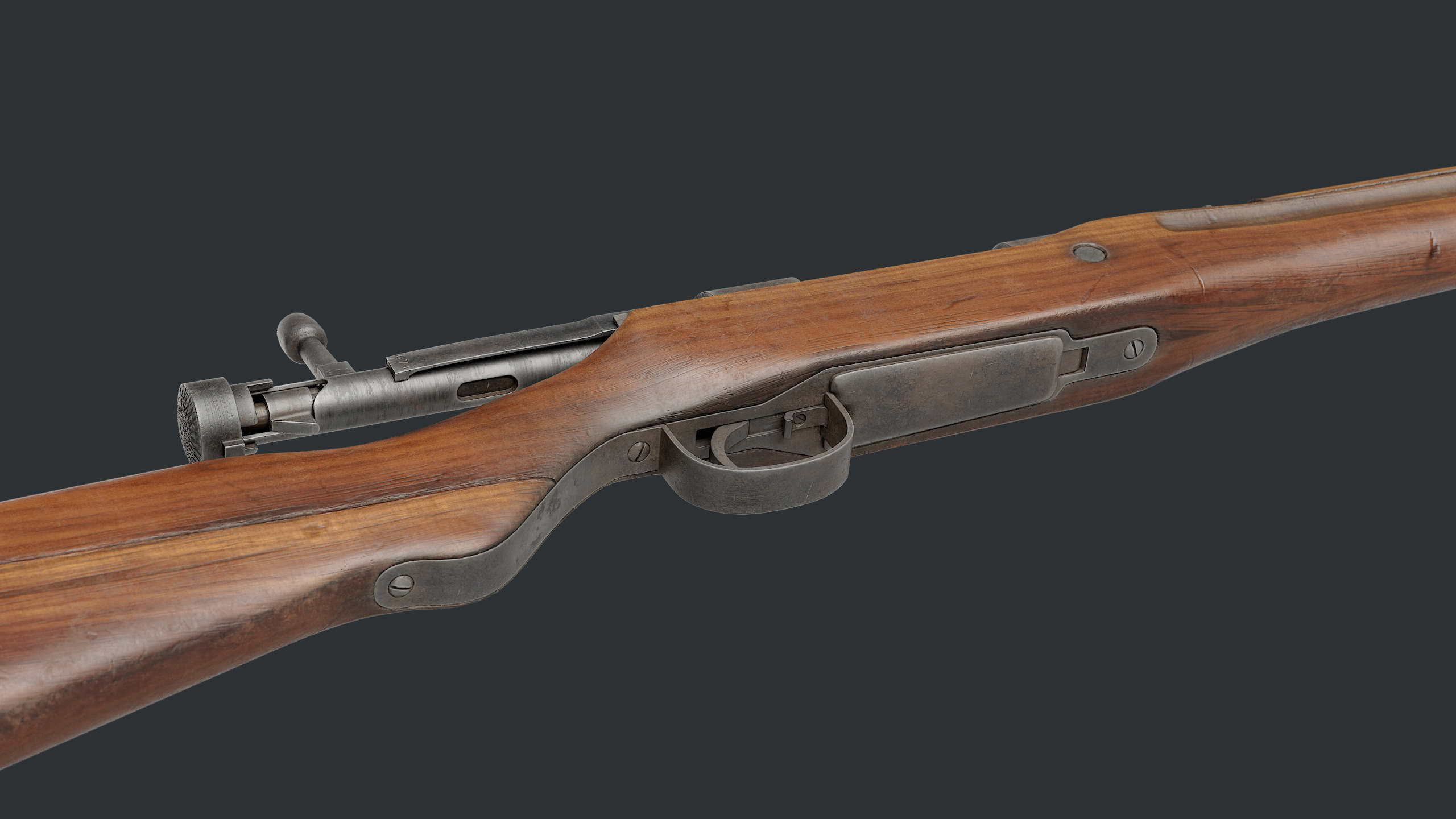 Arisaka Type99 Bolt-action Rifle Low-poly 3D model_10