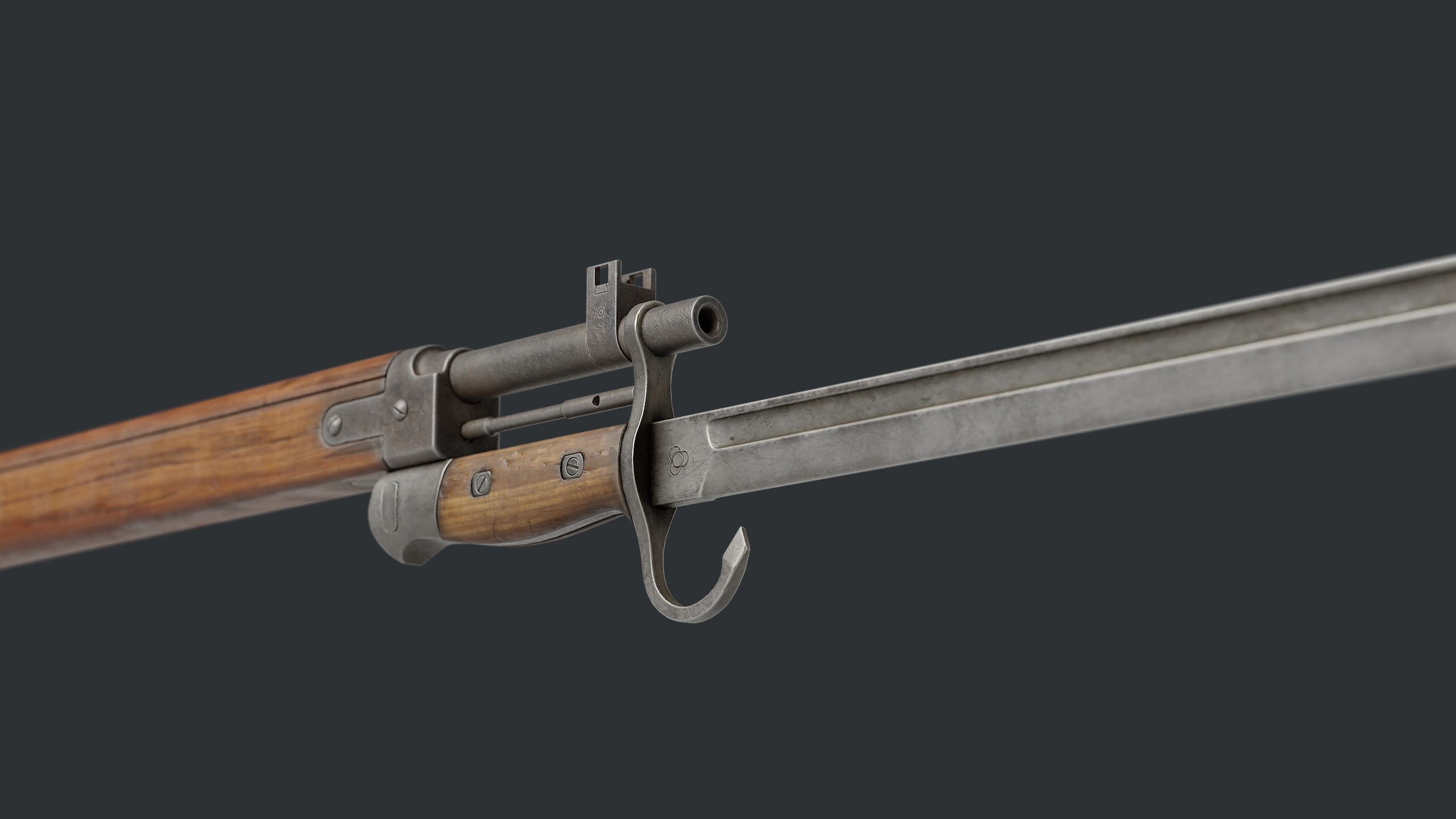 Arisaka Type99 Bolt-action Rifle Low-poly 3D model_14