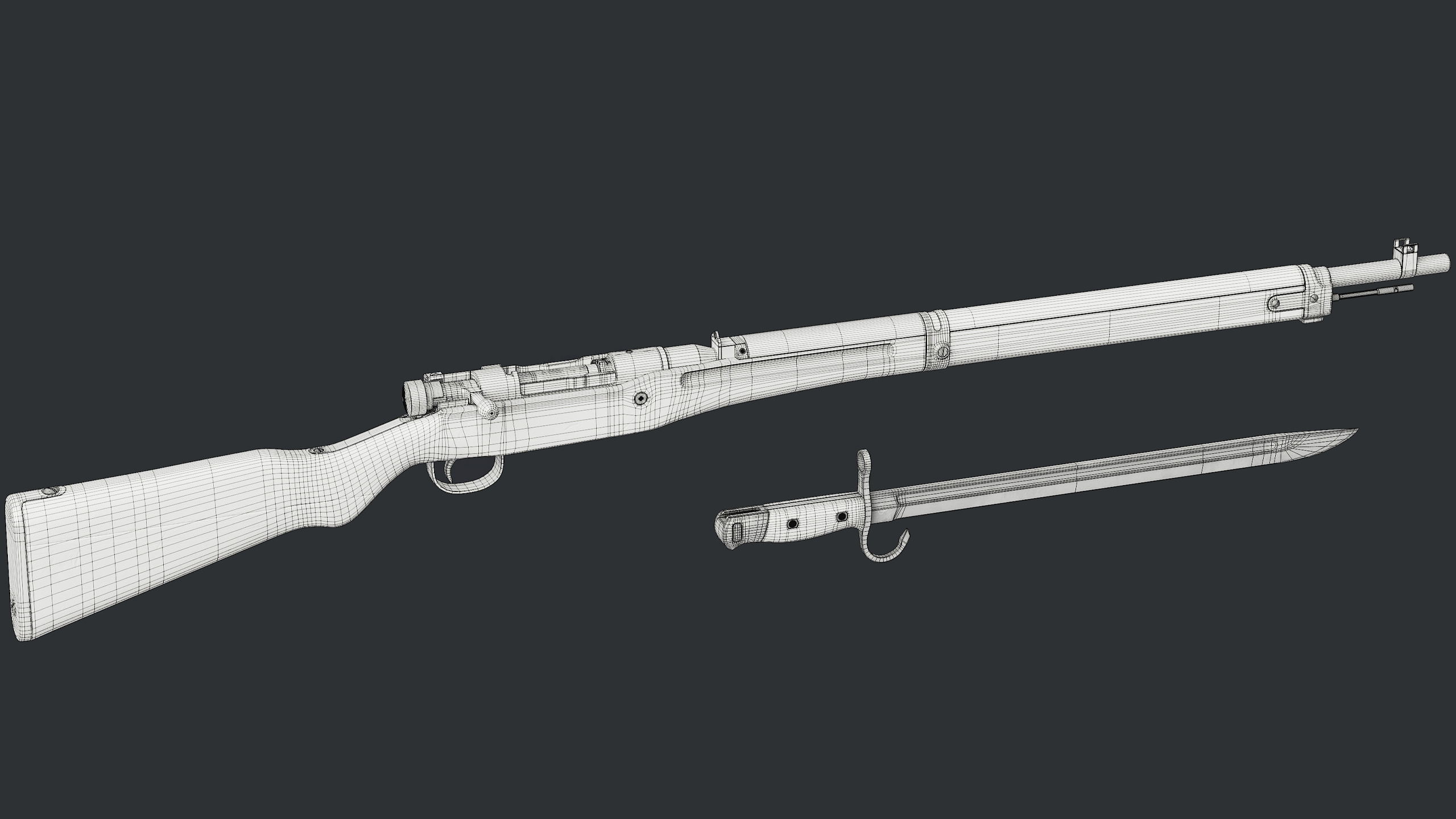 Arisaka Type99 Bolt-action Rifle Low-poly 3D model_18