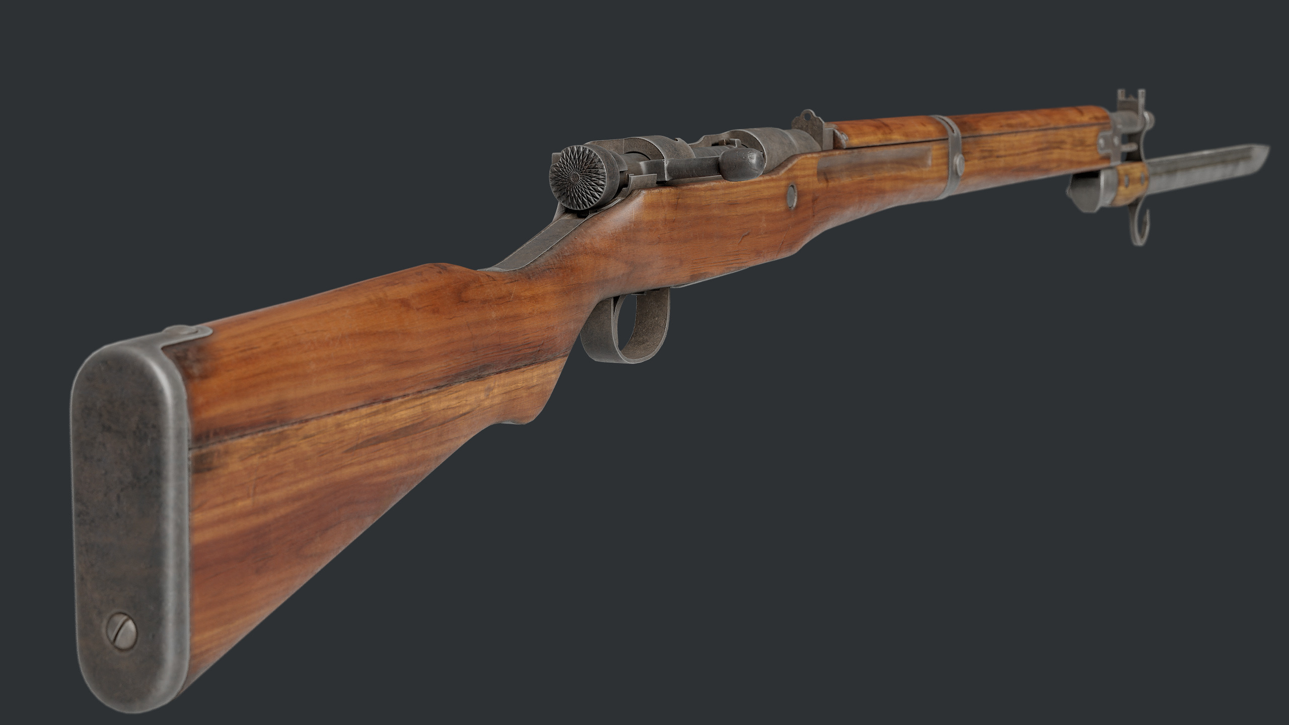 Arisaka Type99 Bolt-action Rifle Low-poly 3D model_5