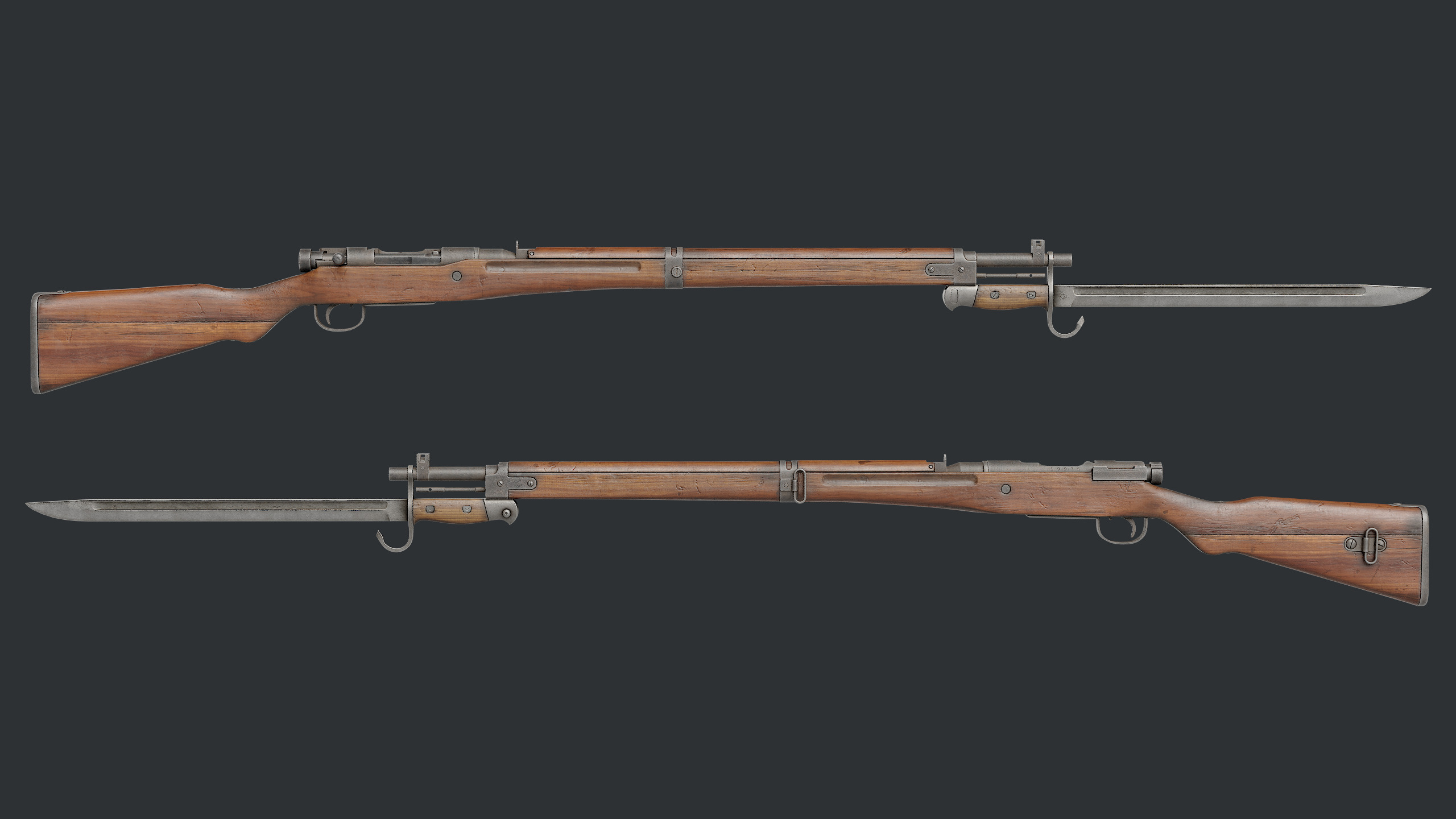 Arisaka Type99 Bolt-action Rifle Low-poly 3D model_2