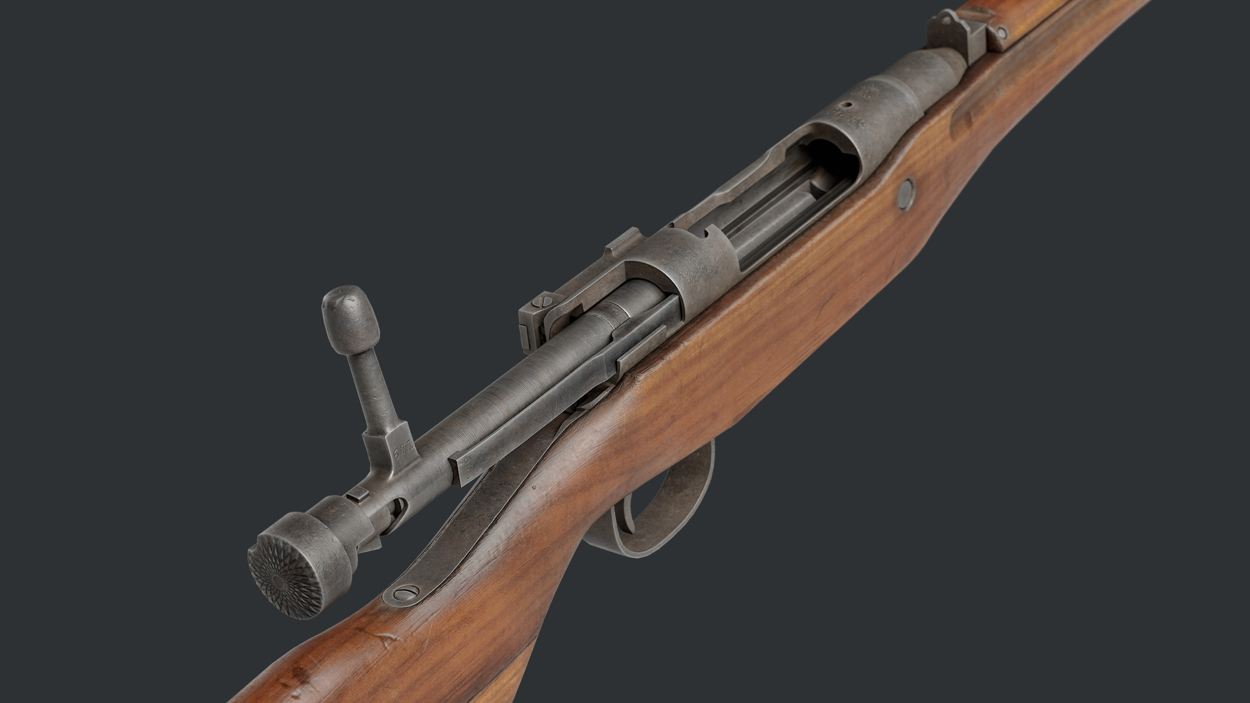 Arisaka Type99 Bolt-action Rifle Low-poly 3D model_12