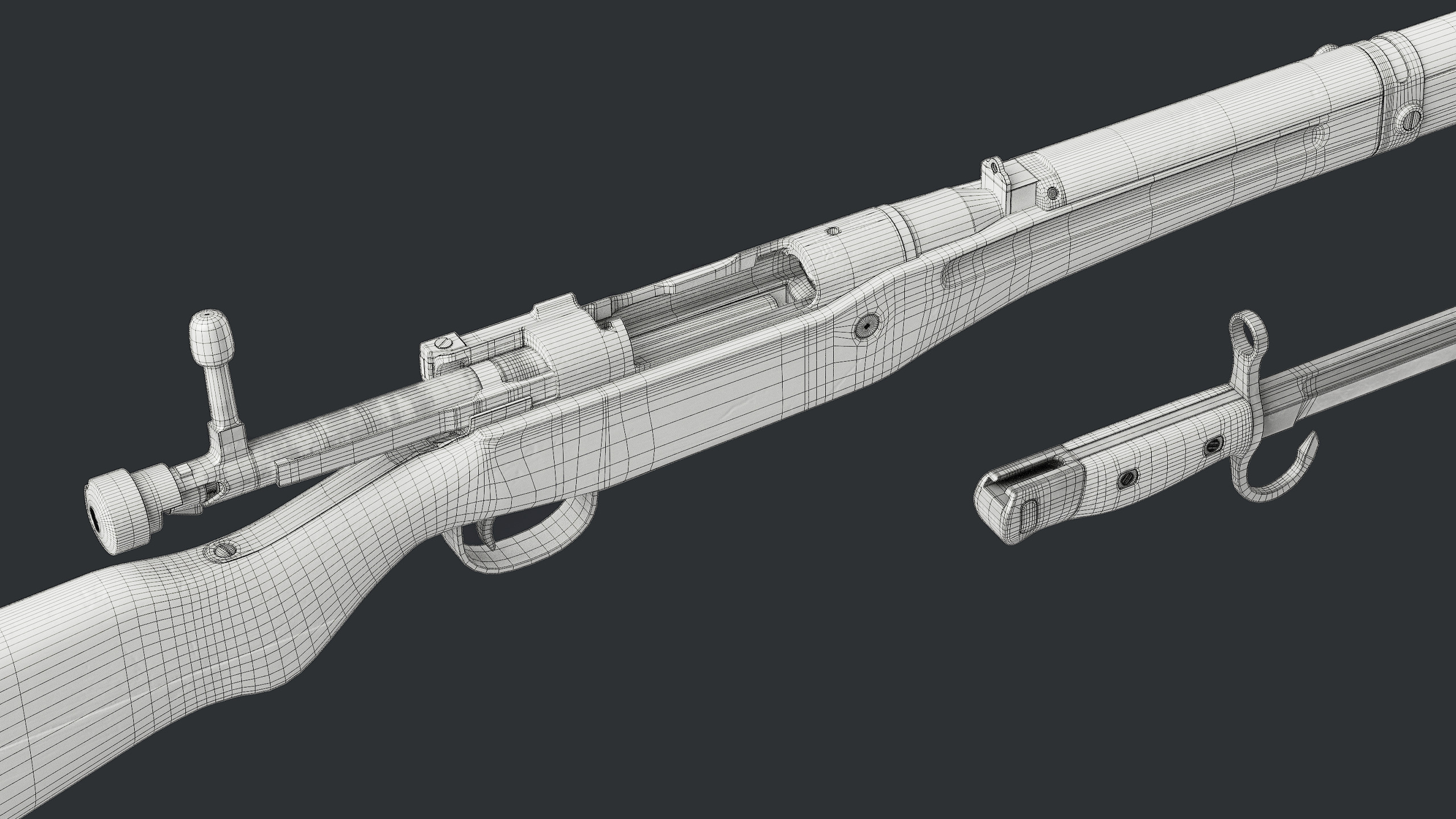 Arisaka Type99 Bolt-action Rifle Low-poly 3D model_20