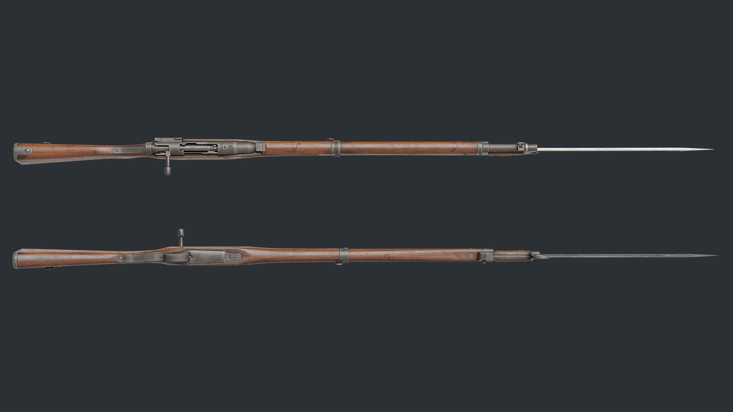 Arisaka Type99 Bolt-action Rifle Low-poly 3D model_3