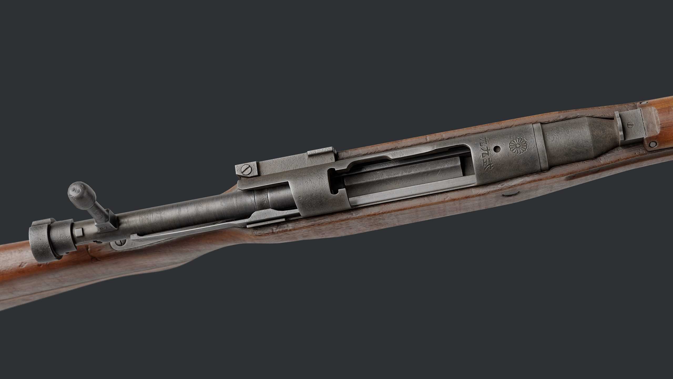 Arisaka Type99 Bolt-action Rifle Low-poly 3D model_11