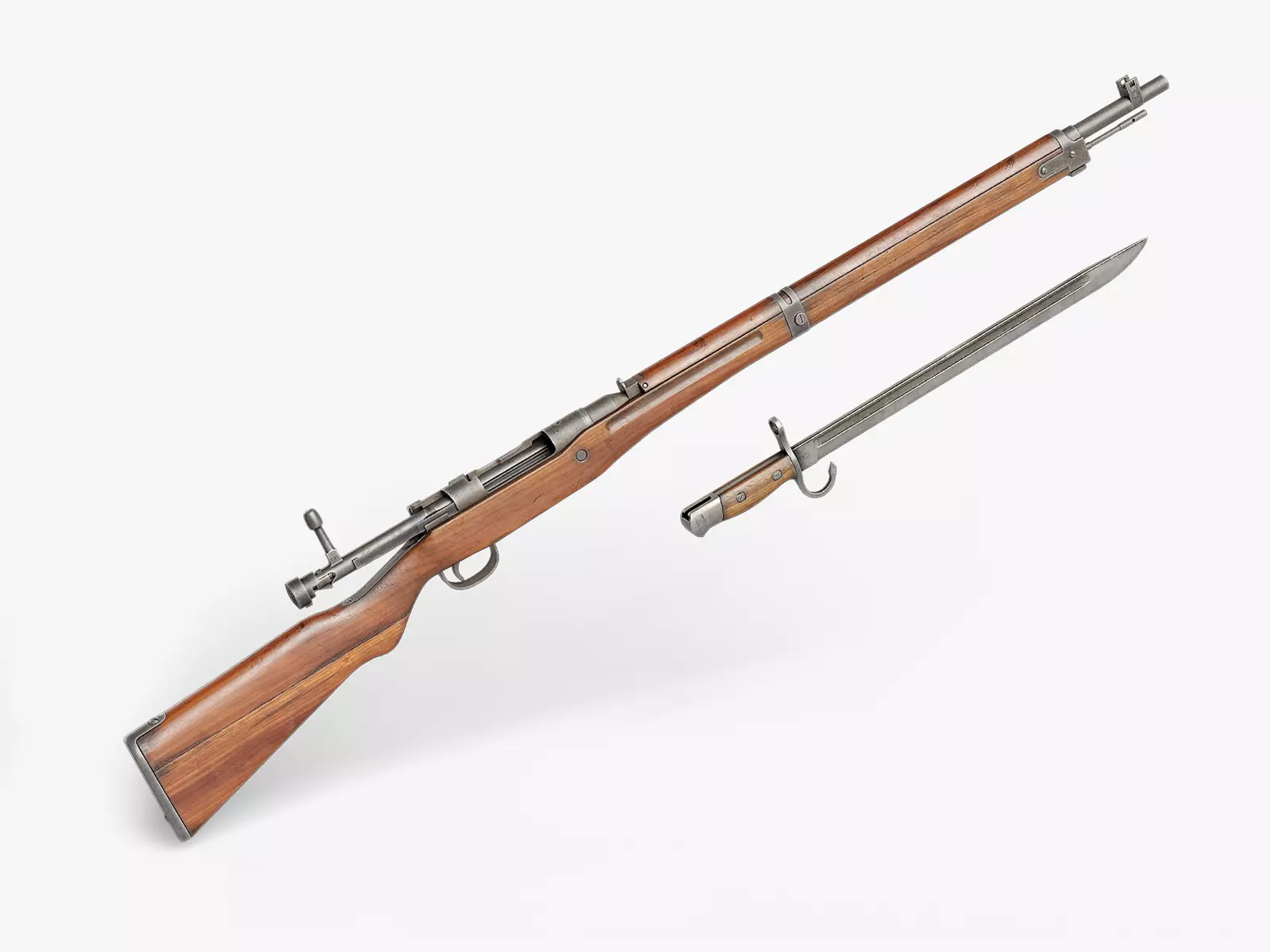 Arisaka Type99 Bolt-action Rifle Low-poly 3D model_0