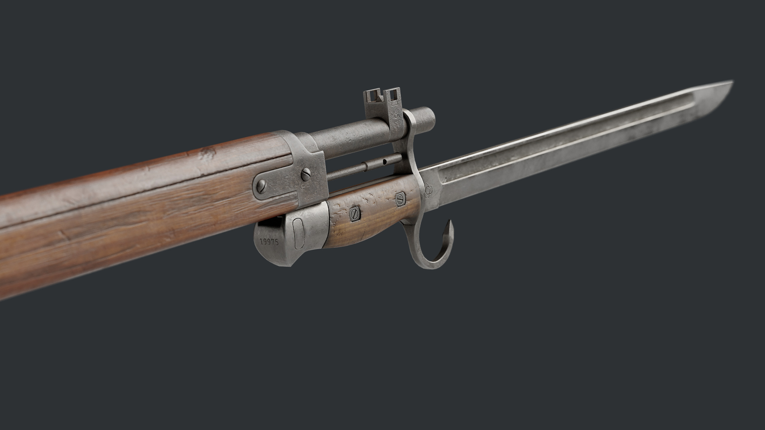Arisaka Type99 Bolt-action Rifle Low-poly 3D model_13
